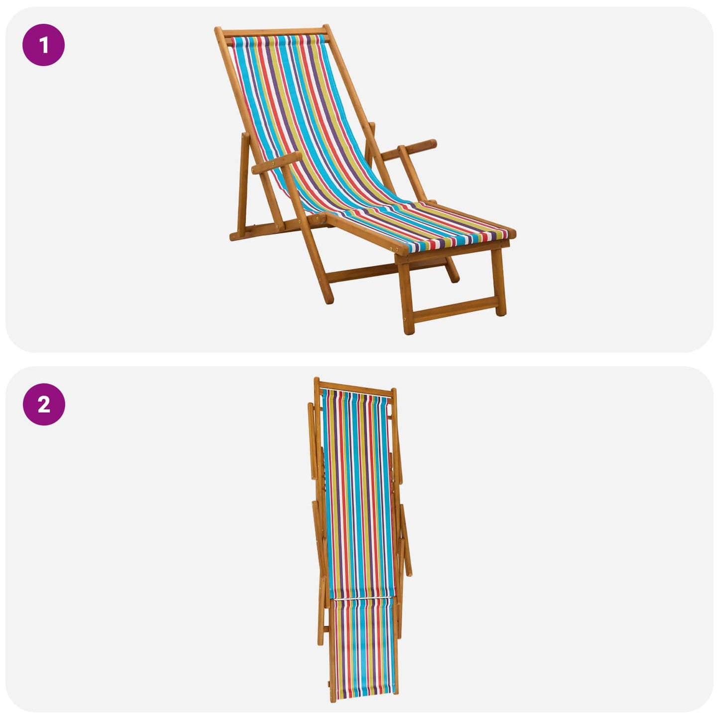 Folding Sun Lounger 2 pcs 3 Position Solid Eucalyptus Wood
