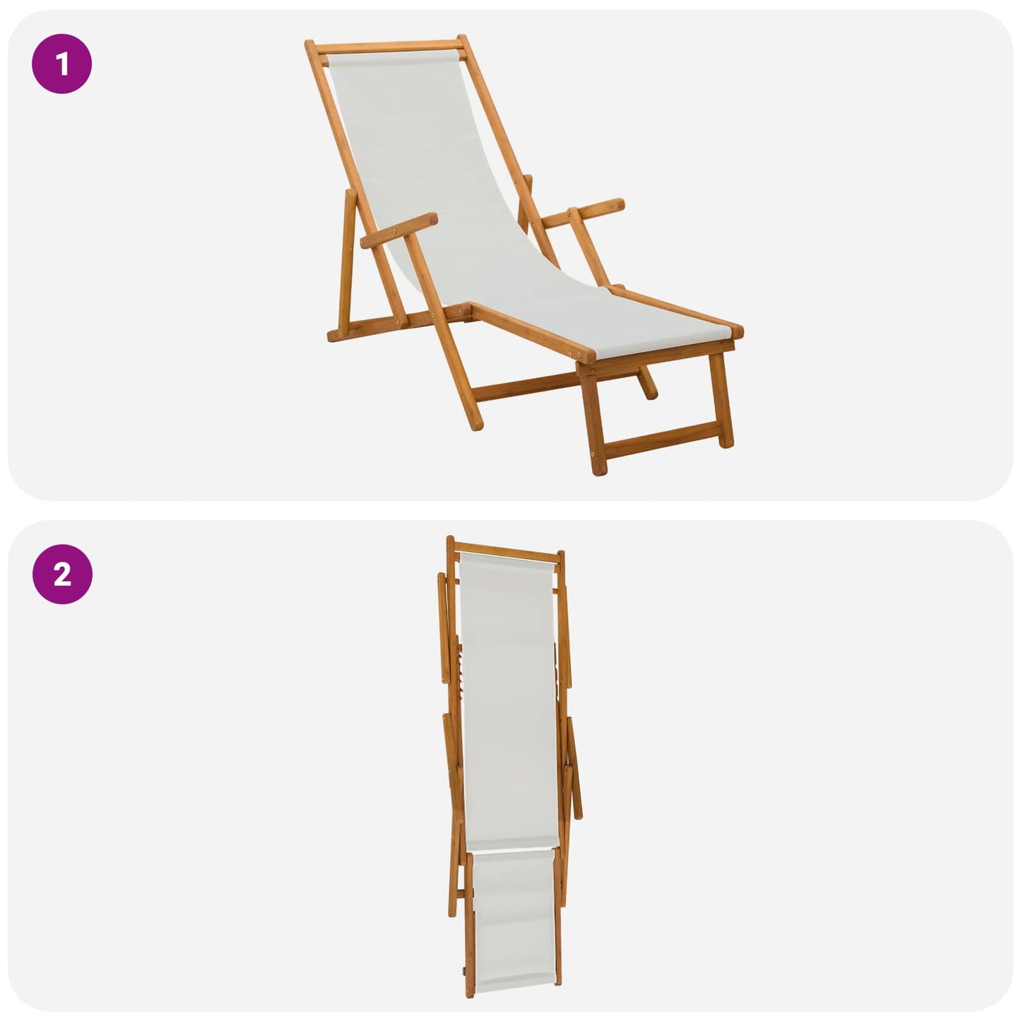 Folding Sun Lounger 2 pcs 3 Position Solid Eucalyptus Wood