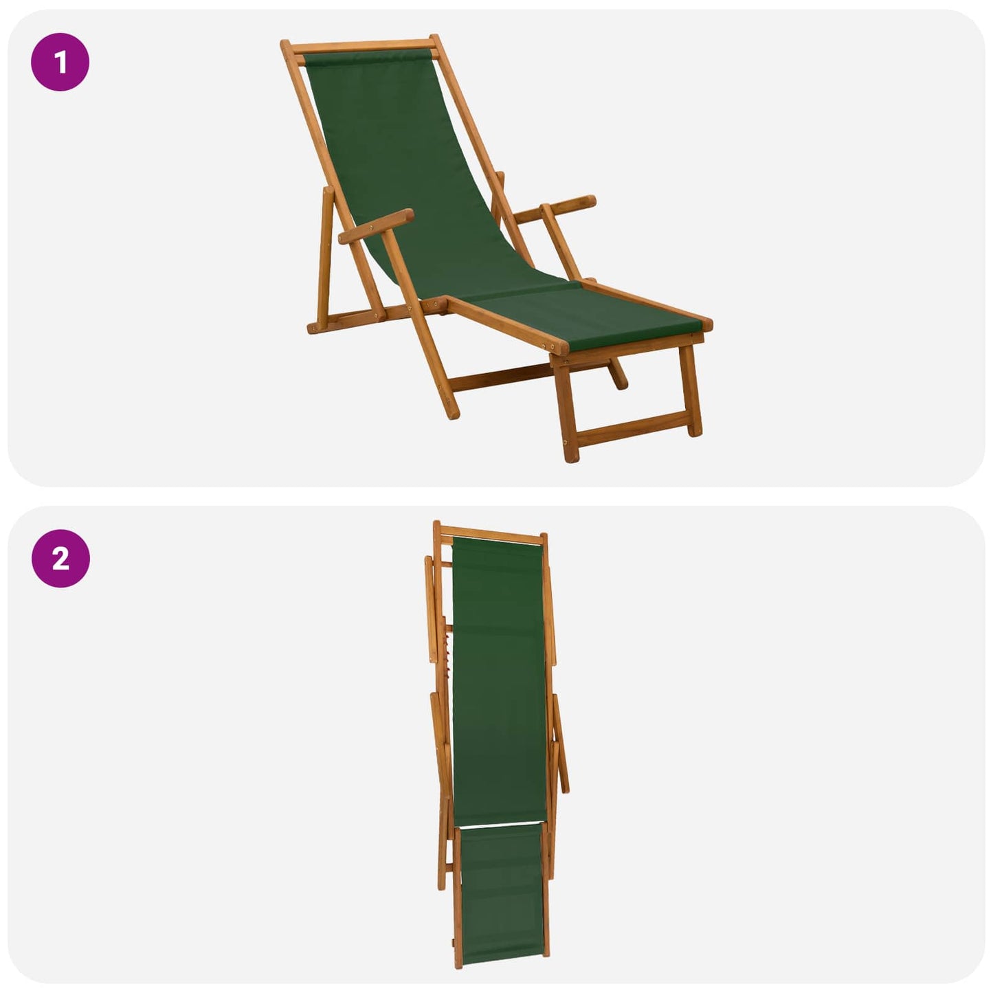 Folding Sun Lounger 2 pcs 3 Position Solid Eucalyptus Wood