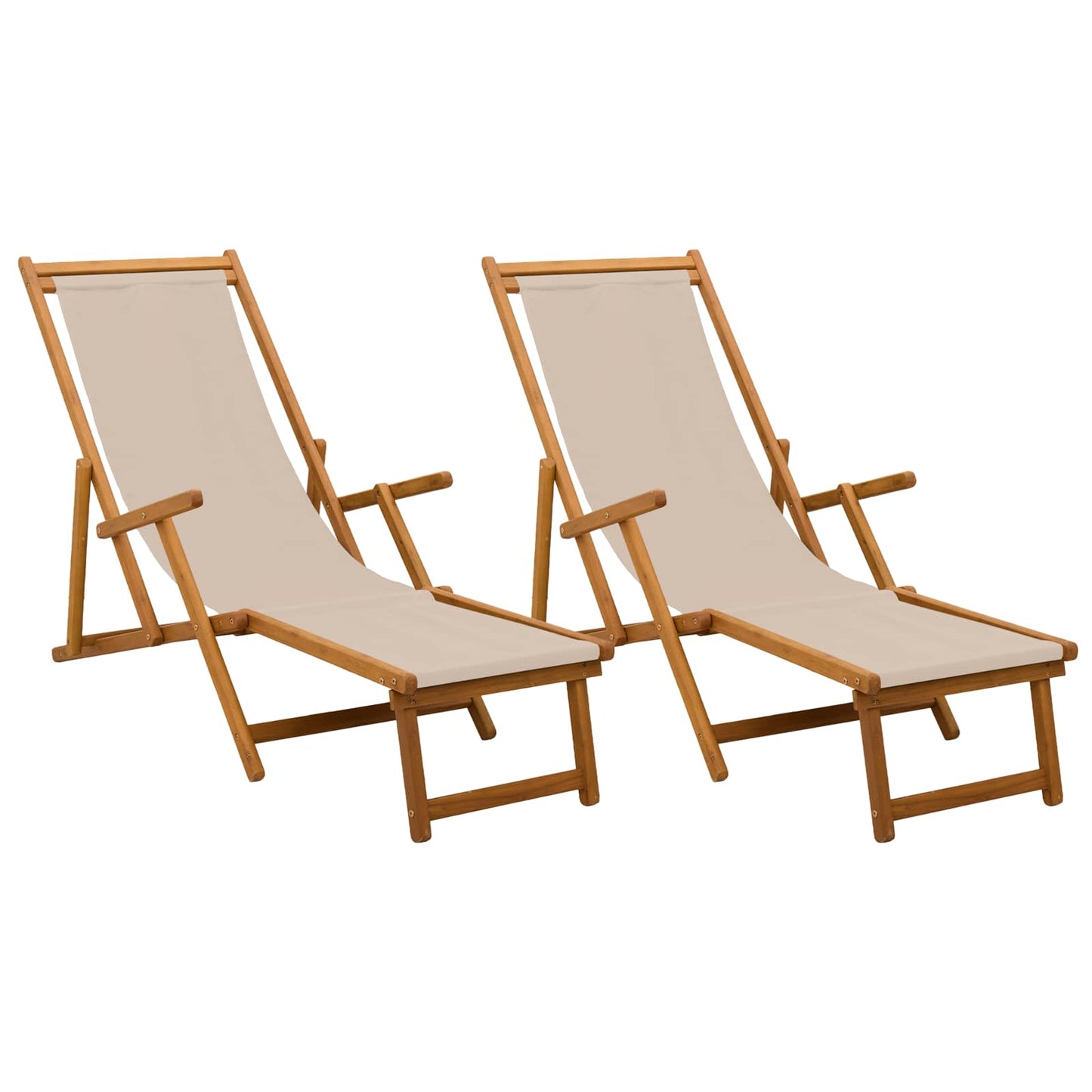 Folding Sun Lounger 2 pcs 3 Position Solid Eucalyptus Wood