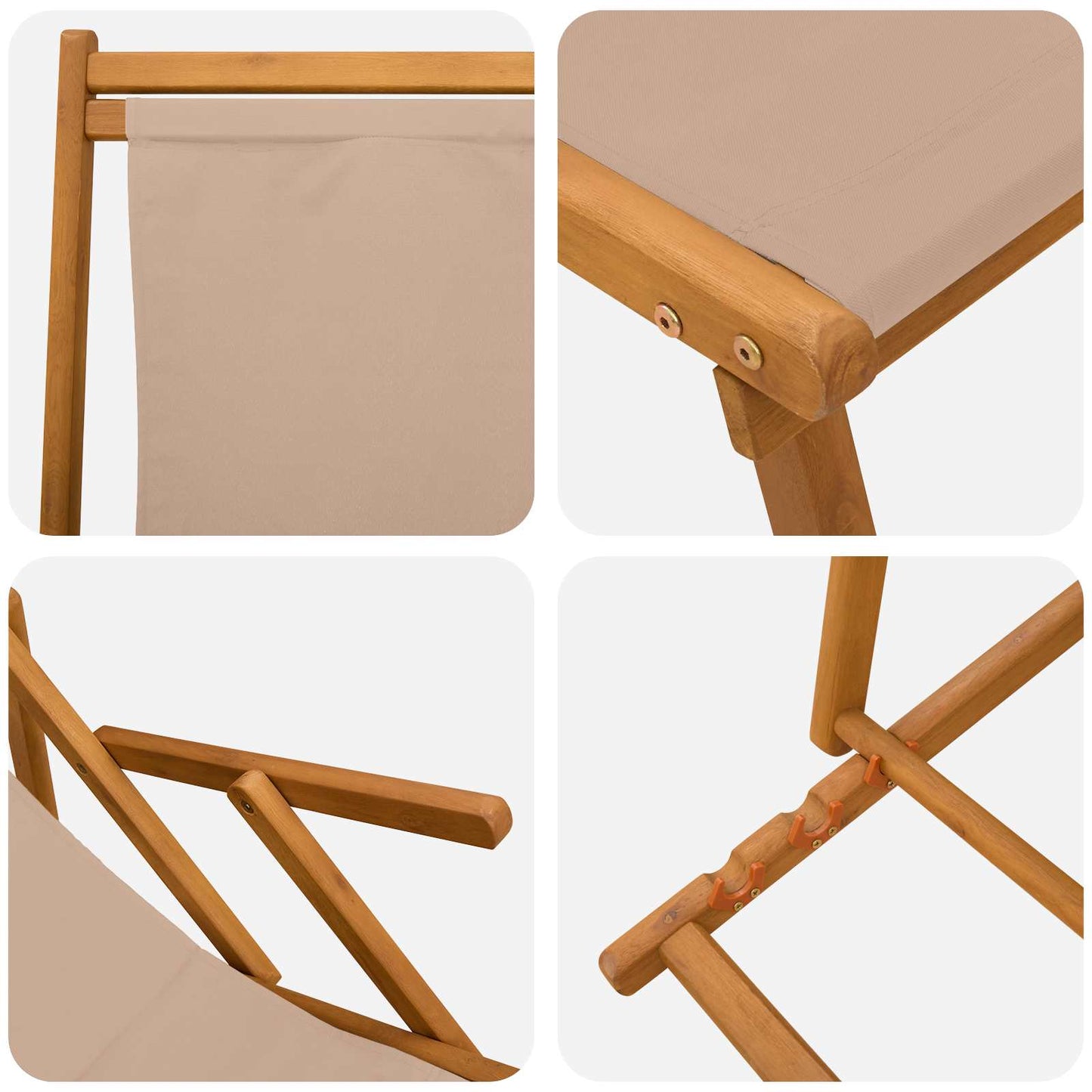 Folding Sun Lounger 2 pcs 3 Position Solid Eucalyptus Wood