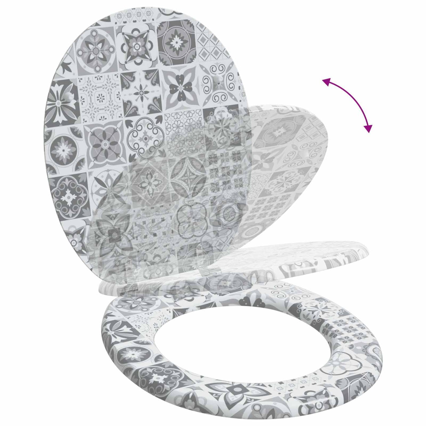 Soft-Close Toilet Seat Grey 44 x 38 cm MDF board