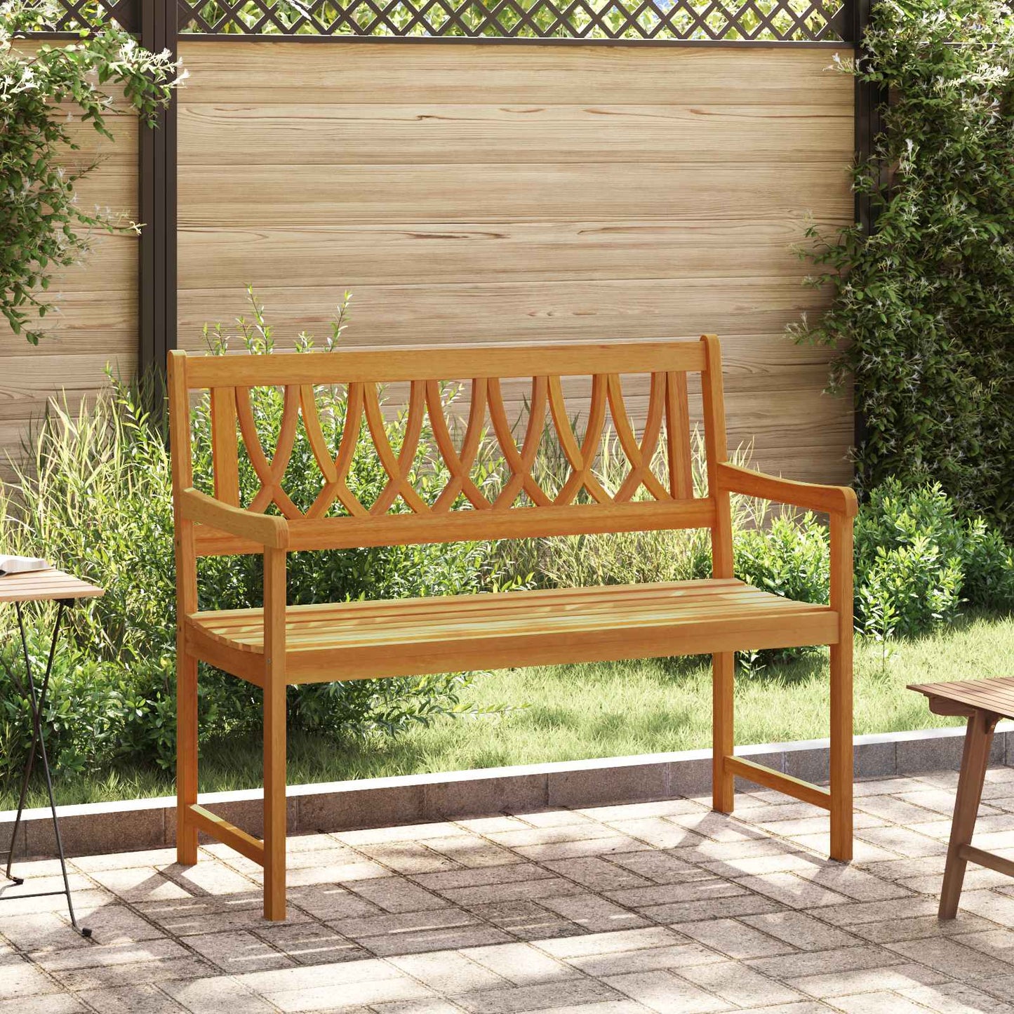 Outdoor Bench Natural 110 x 55.5 x 90 cm Solid Acacia Wood