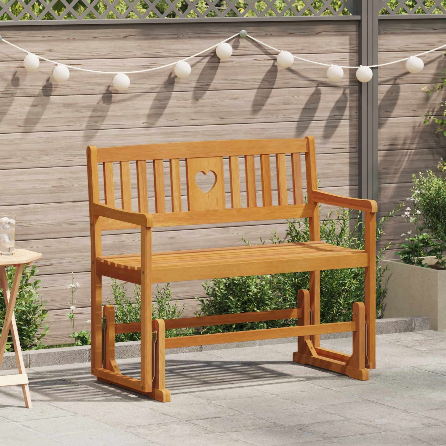 Garden Glider Bench Natural 110 x 59 x 97 cm Solid Acacia Wood