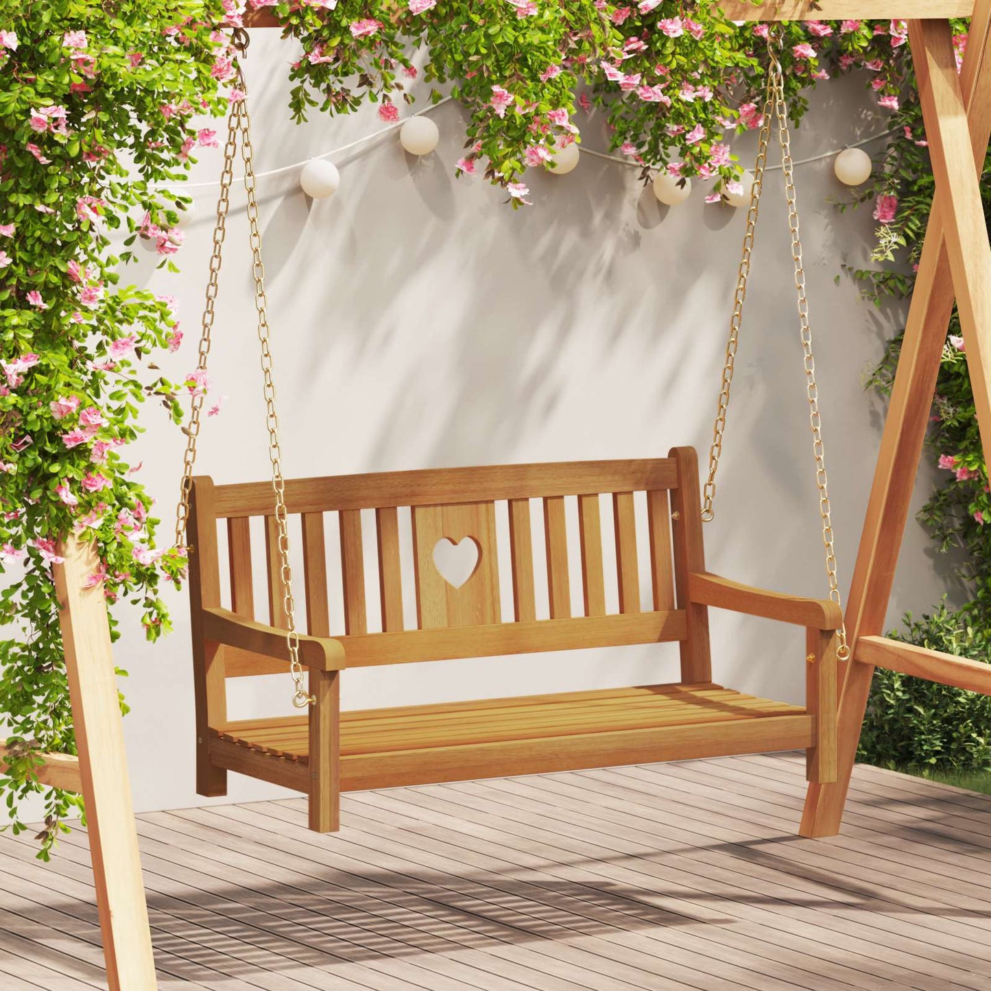 Garden Swing Bench Natural 110 x 56 x 58 cm Solid Acacia Wood