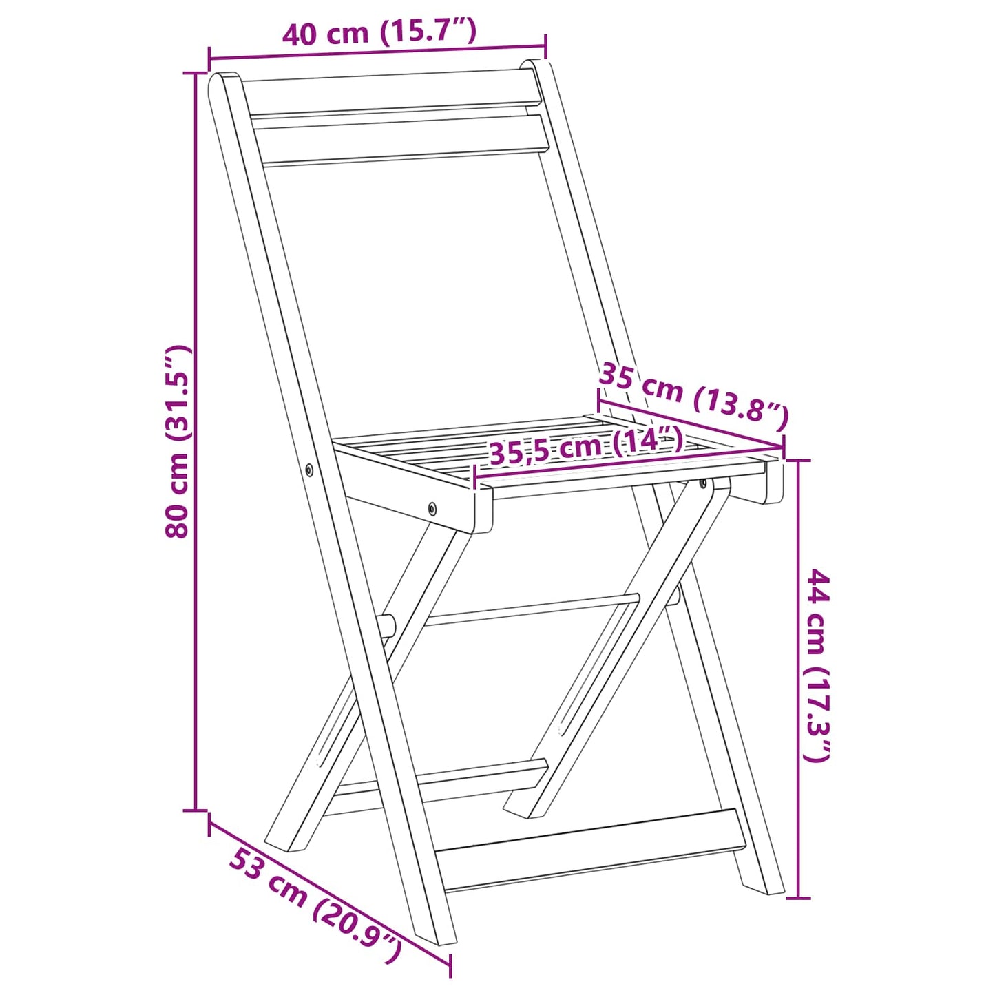 Folding Garden Chairs Folding 4 pcs Natural 40 x 53 x 80 cm
