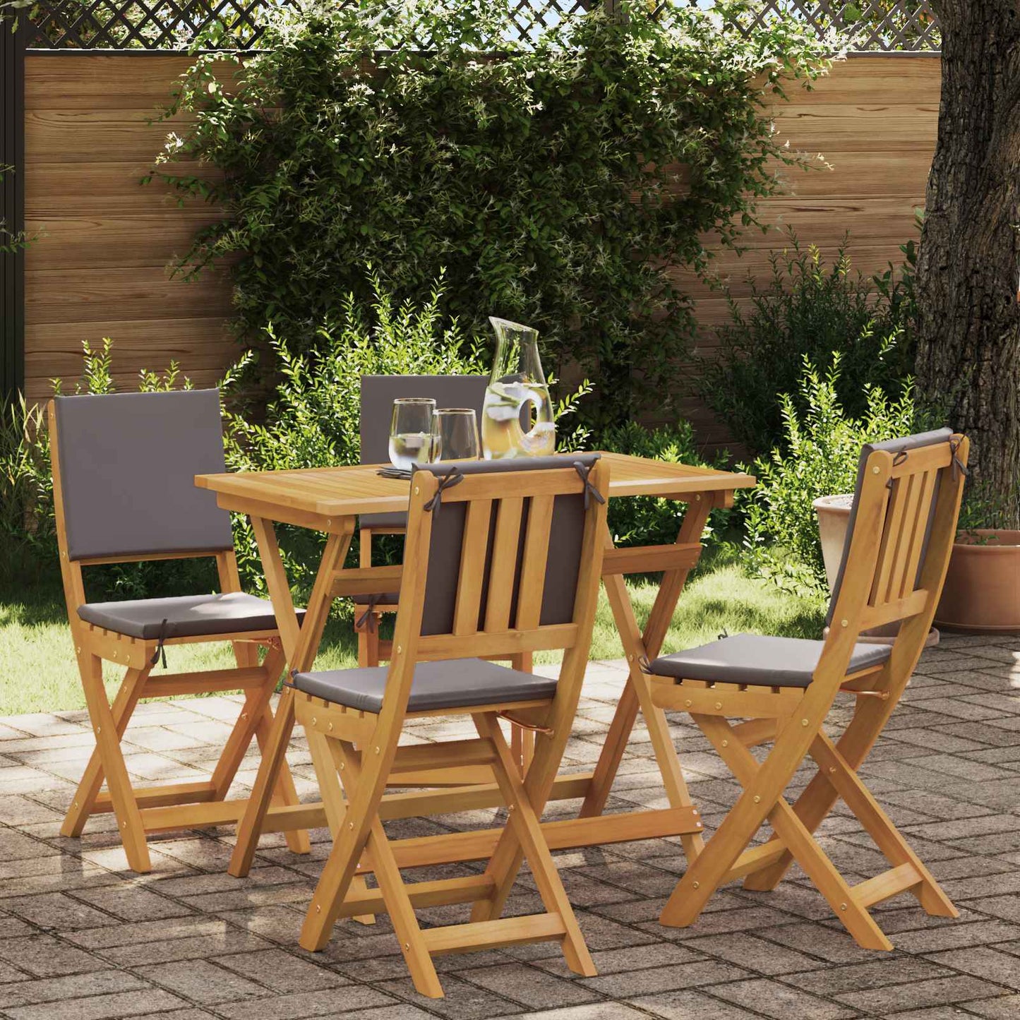 Garden Chair 4 pcs Dark Grey 38 x 46 x 85 cm Solid Acacia Wood