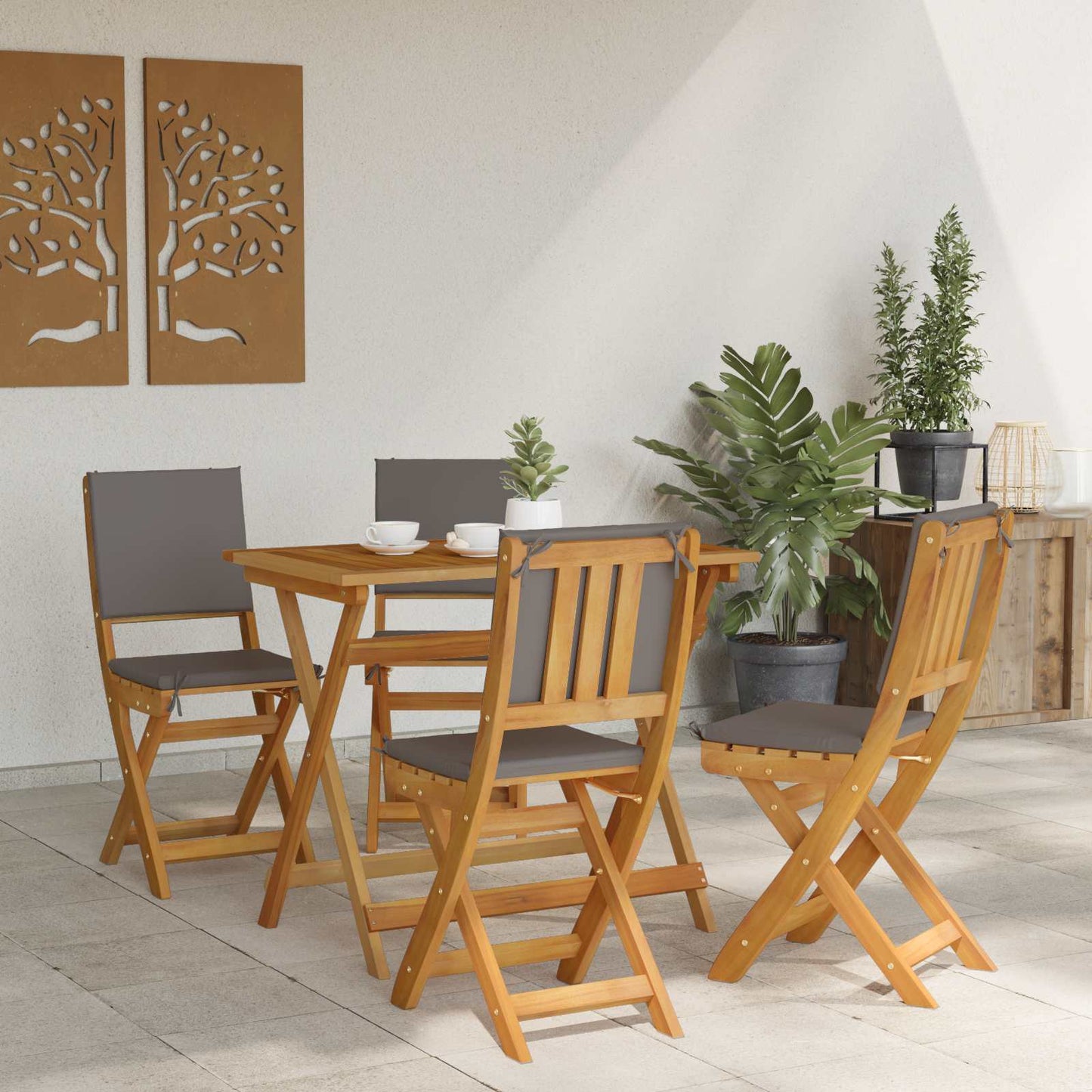 Garden Chair 4 pcs Dark Grey 38 x 46 x 85 cm Solid Acacia Wood