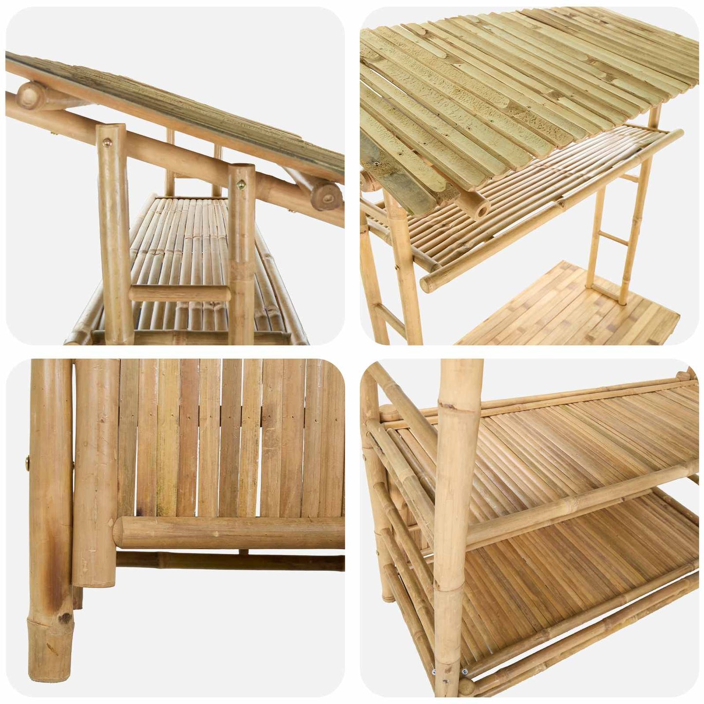 Outdoor Bar Table with Storage Natural 110 x 50 x 210 cm Bamboo