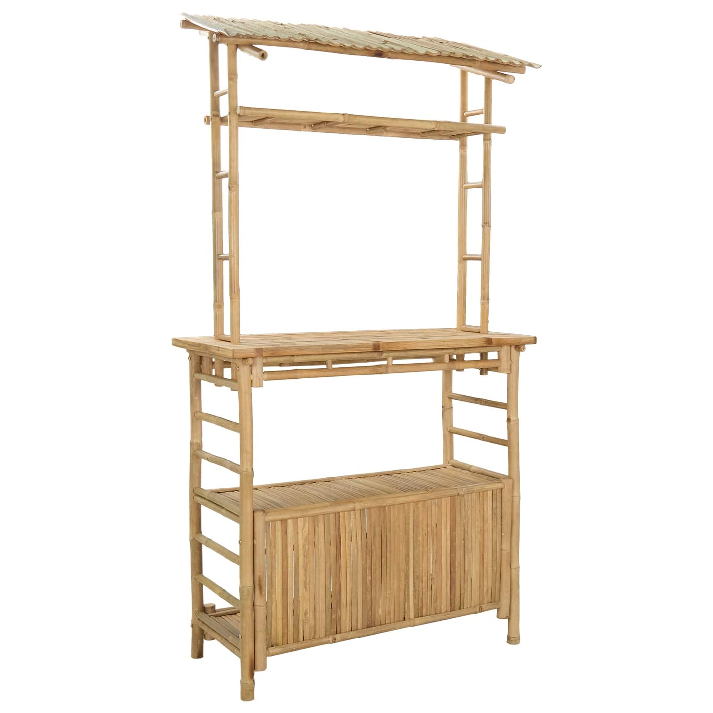 Outdoor Bar Table with Storage Natural 110 x 50 x 210 cm Bamboo