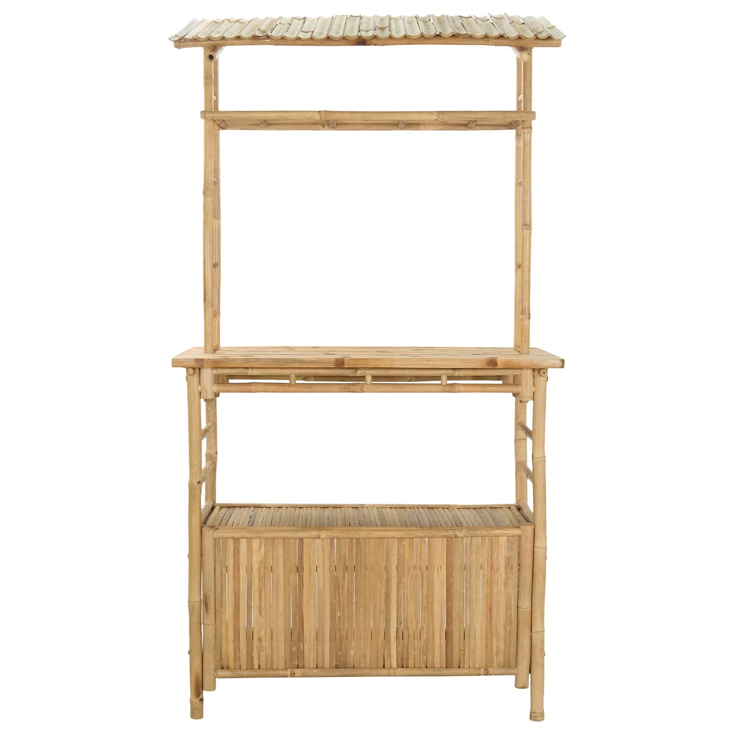 Outdoor Bar Table with Storage Natural 110 x 50 x 210 cm Bamboo