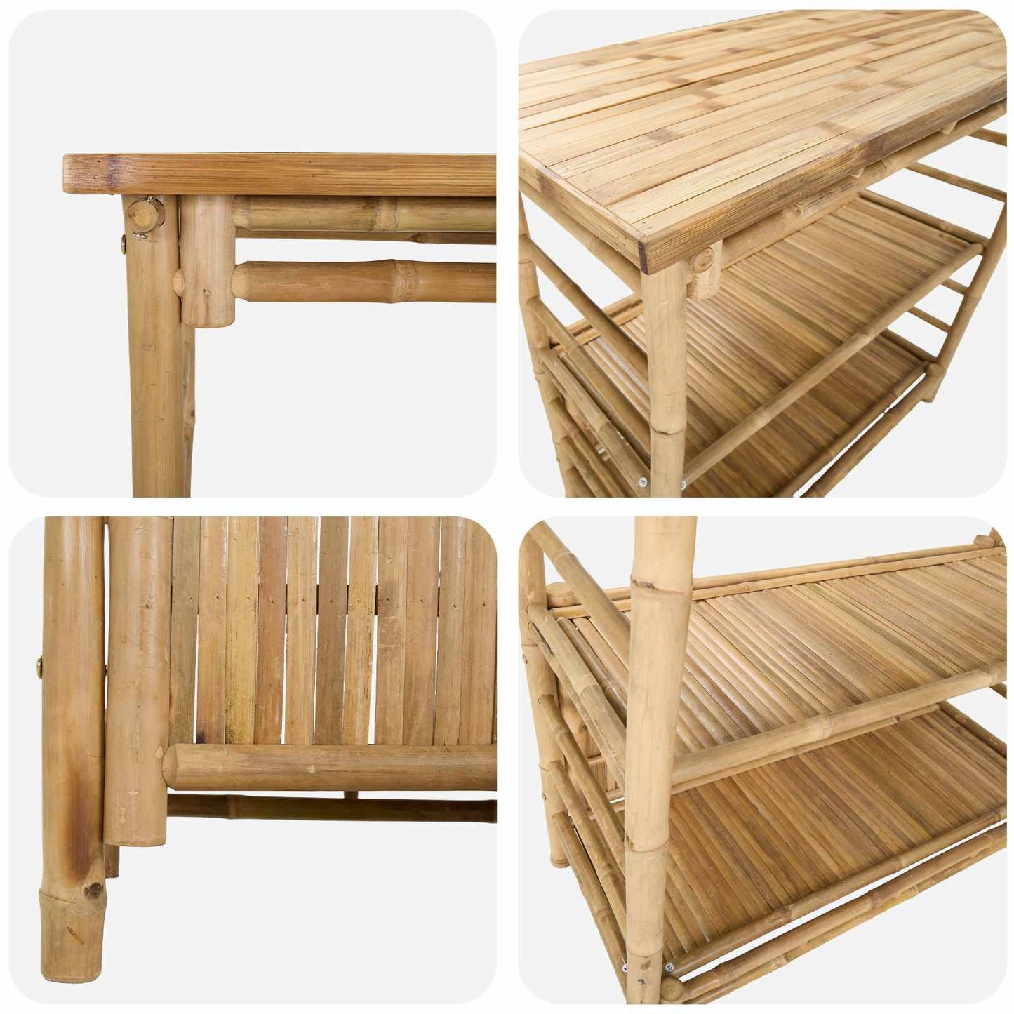 Outdoor Bar Table with Storage Natural 110 x 50 x 105 cm Bamboo