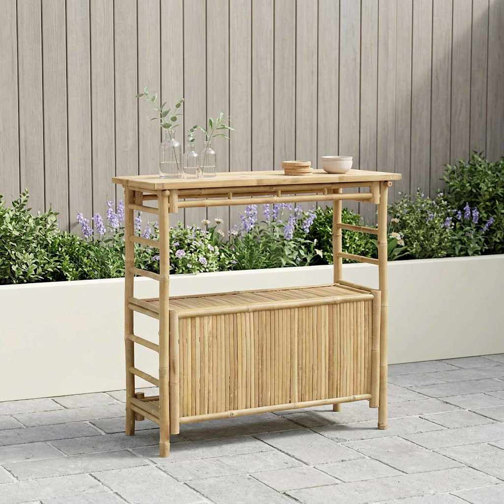 Outdoor Bar Table with Storage Natural 110 x 50 x 105 cm Bamboo