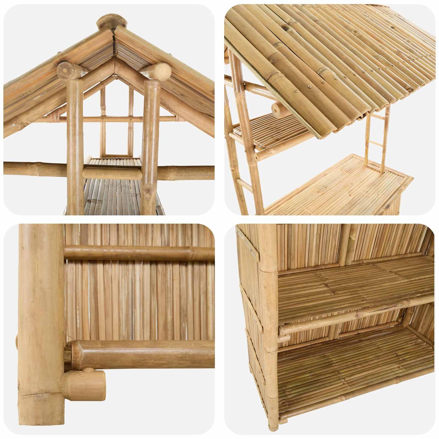 Outdoor Bar Table Natural 115 x 95 x 214 cm Bamboo