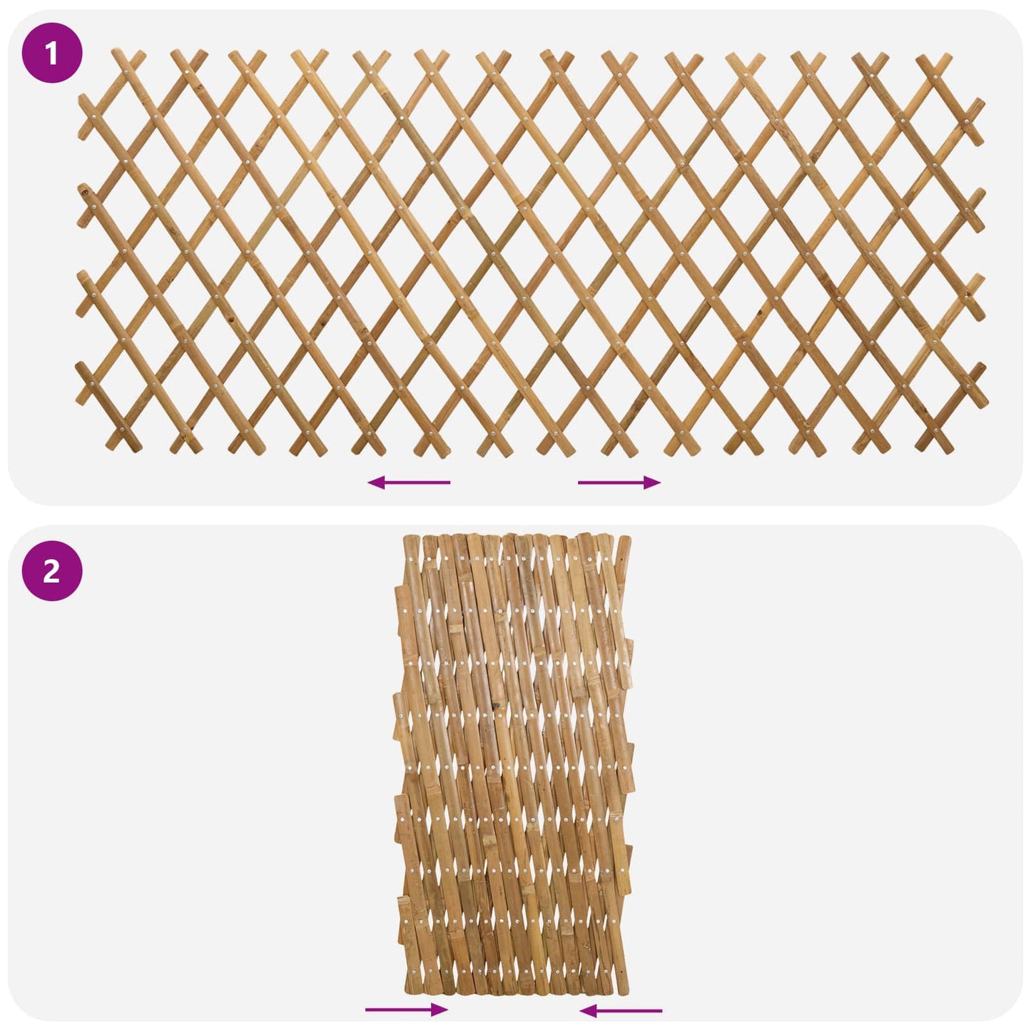 Expandable Trellis Fence 2 pcs Light Brown 100 x 105 cm Bamboo