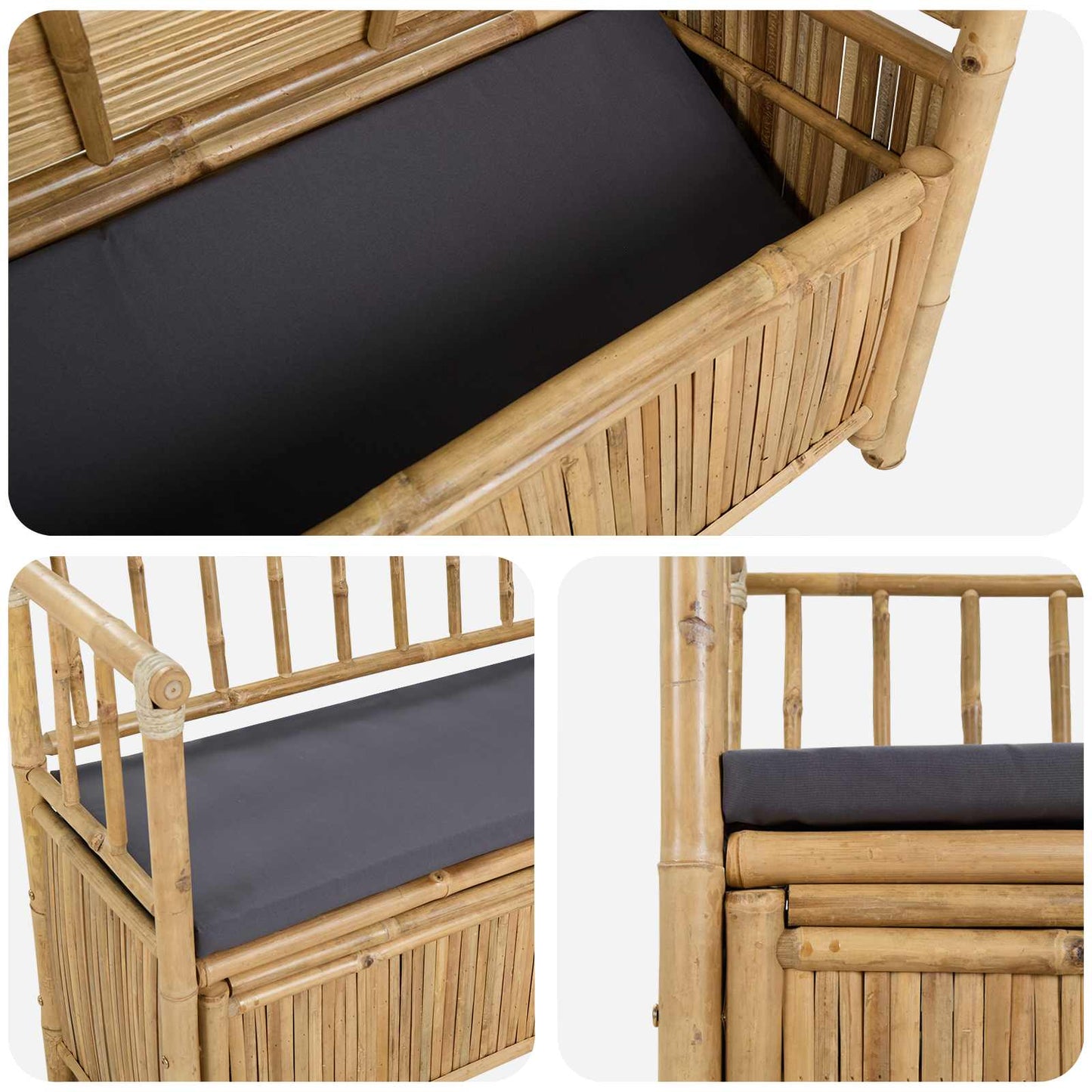 Garden Storage Bench 110 x 47 x 80 cm Bamboo Natural