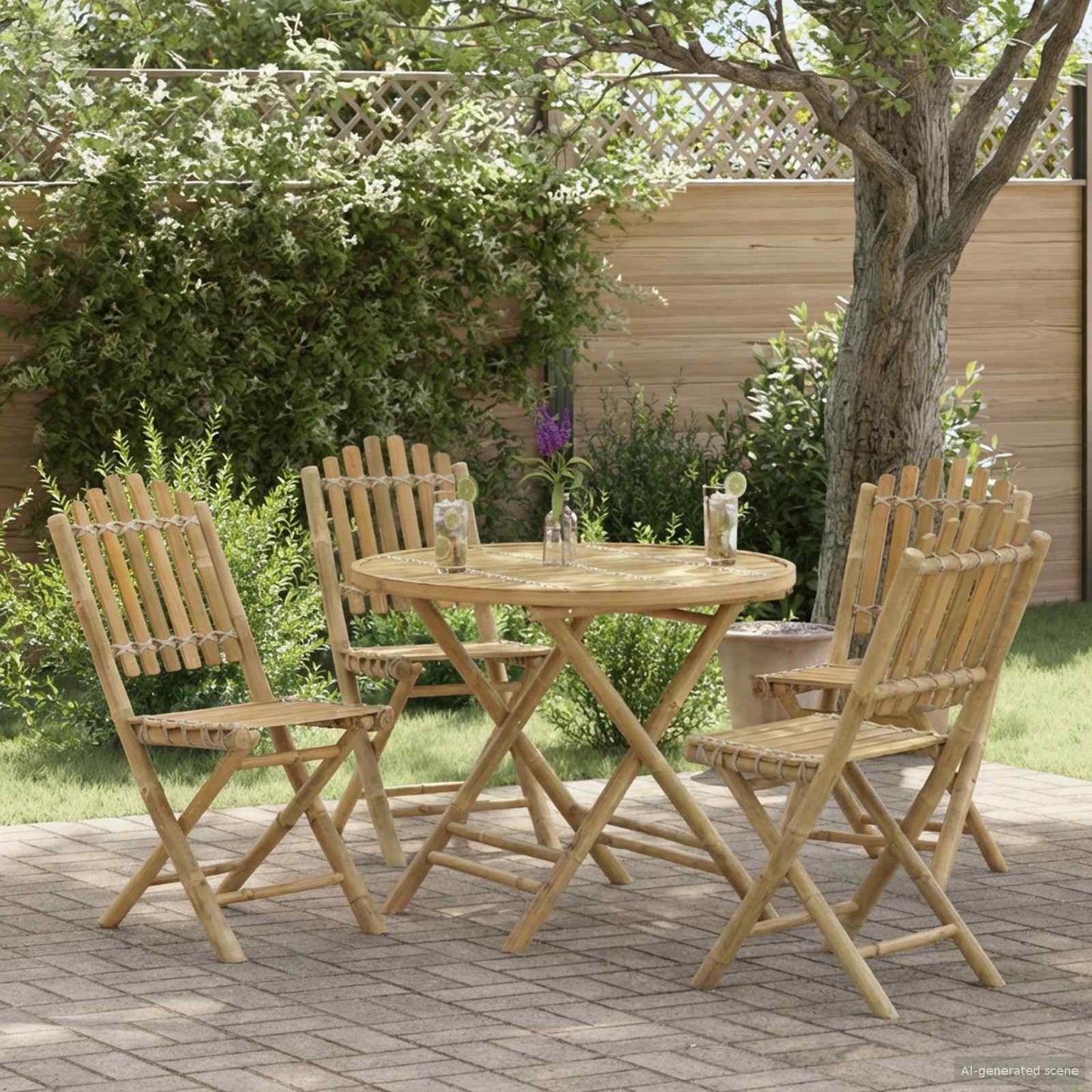 Garden Chair 4 pcs Natural Bamboo