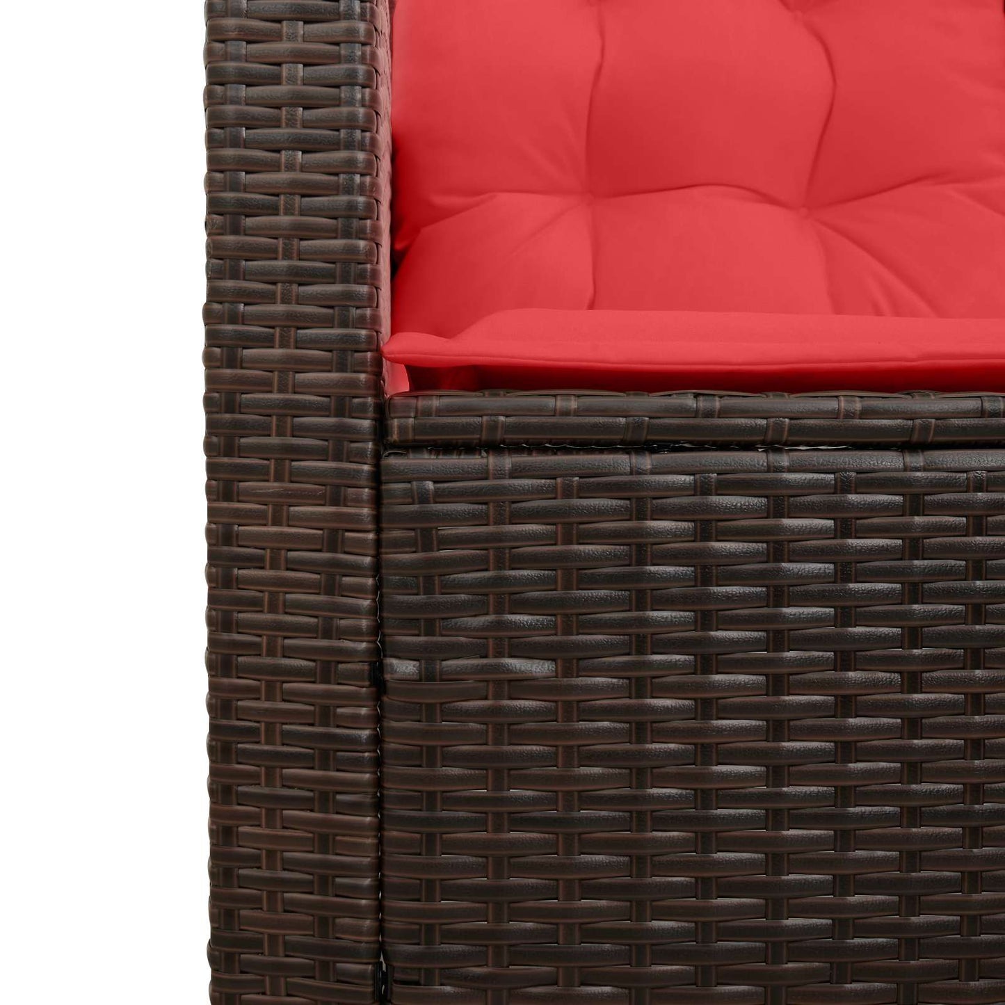 Outdoor Sofa Set with Cushion 2 pcs Brown and Red Poly Rattan