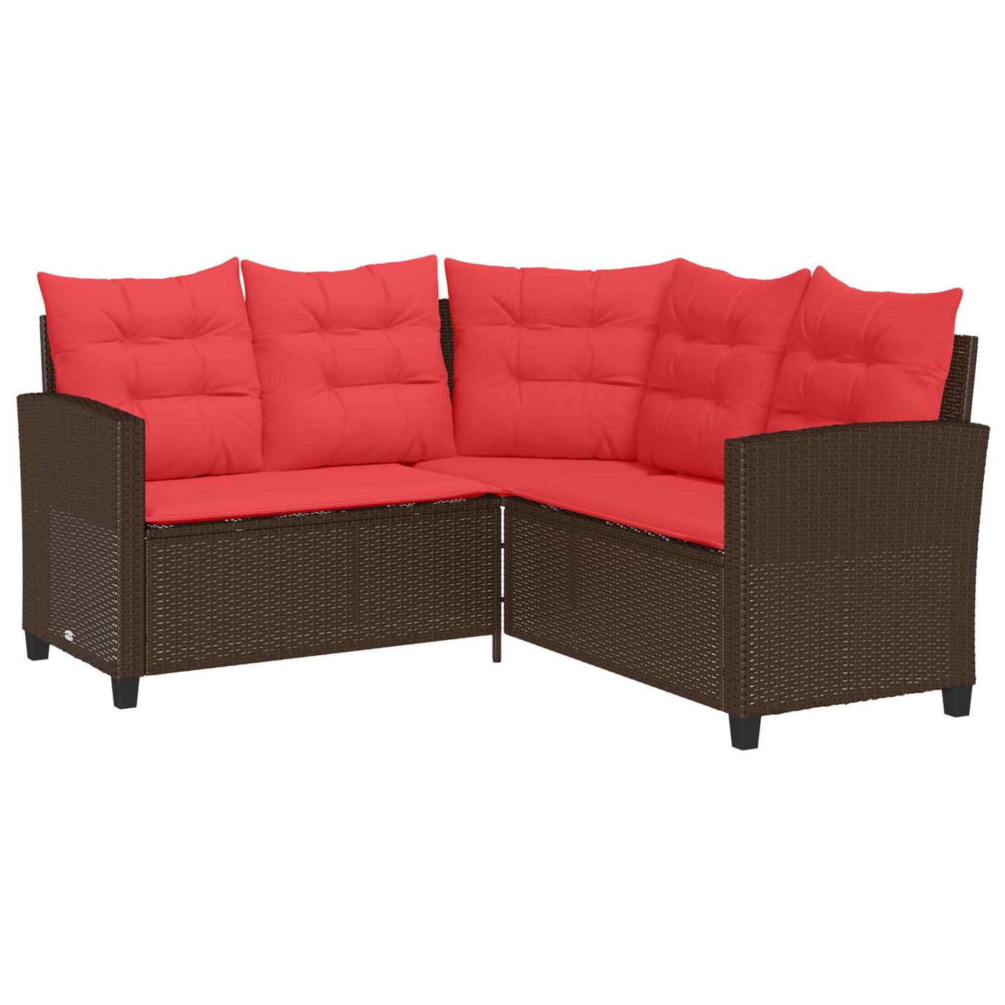 Outdoor Sofa Set with Cushion 2 pcs Brown and Red Poly Rattan