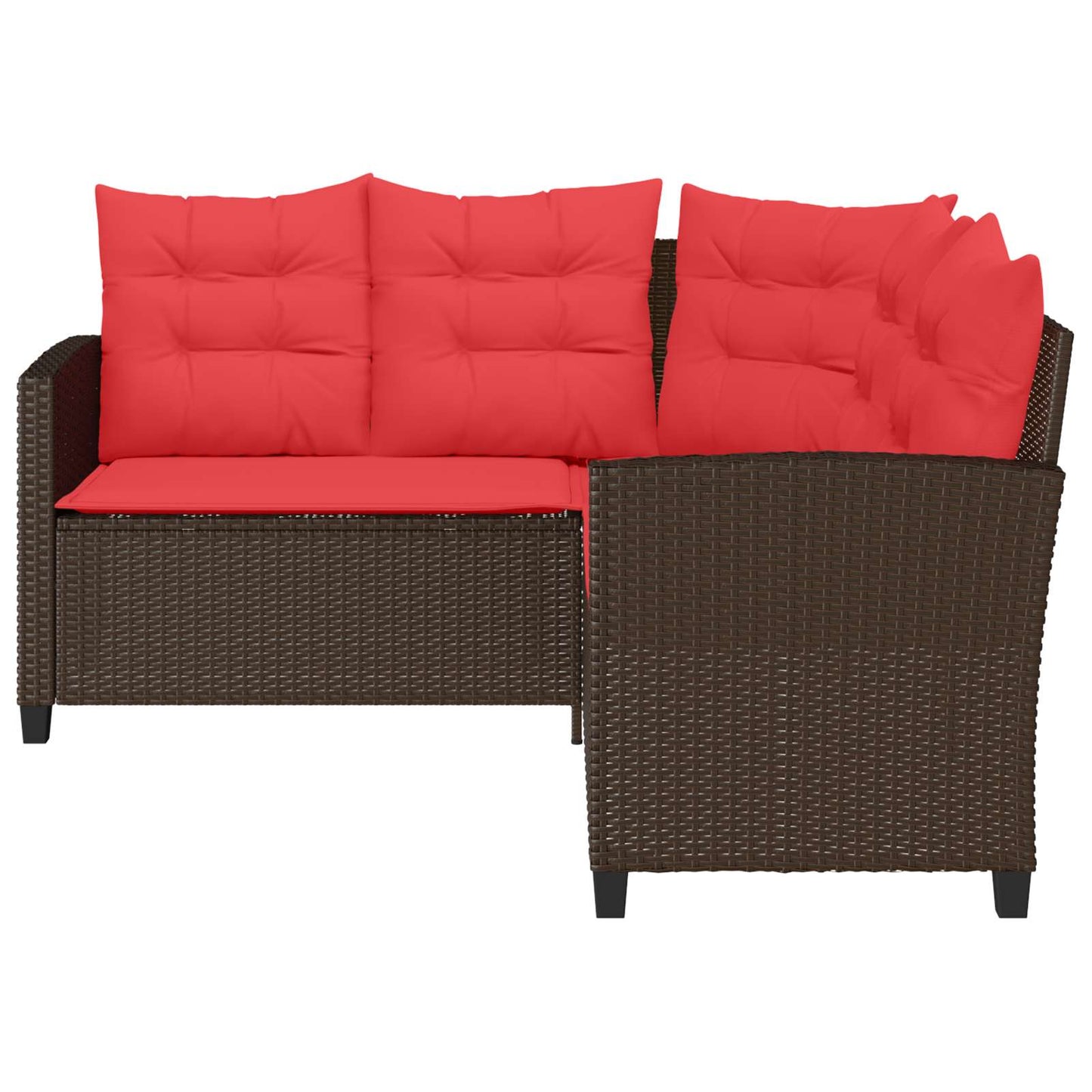 Outdoor Sofa Set with Cushion 2 pcs Brown and Red Poly Rattan