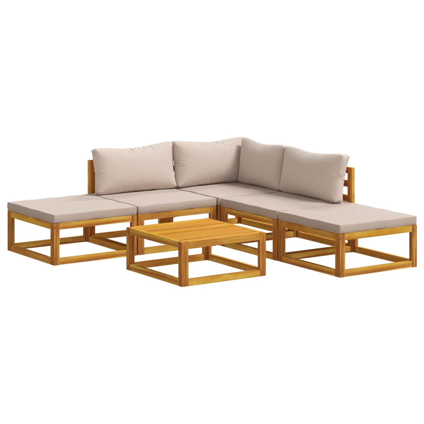 Sofa Set 6 pcs Natural Solid Acacia Wood
