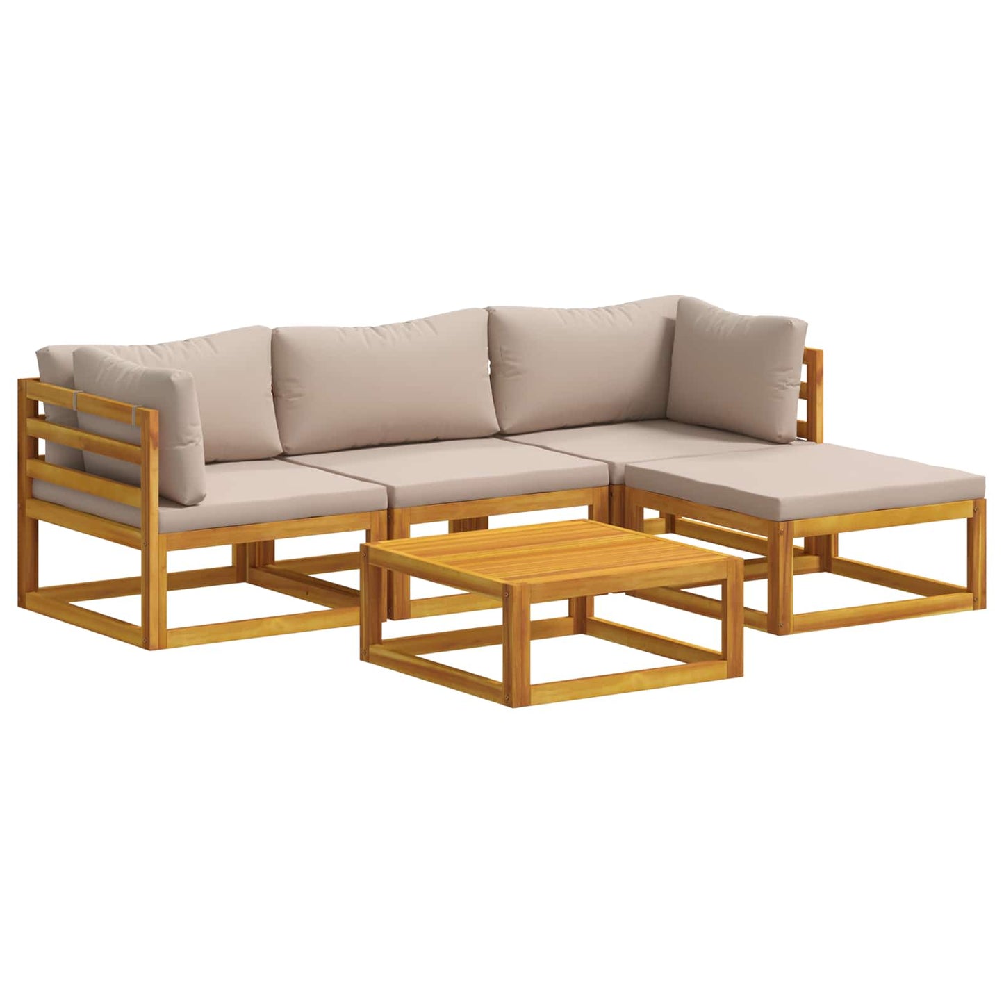 Sofa Set 5 pcs Natural Solid Acacia Wood