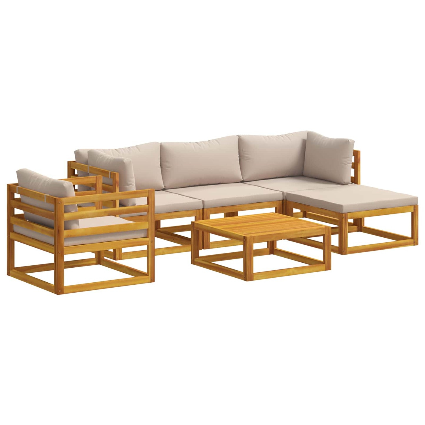 Sofa Set 6 pcs Natural Solid Acacia Wood