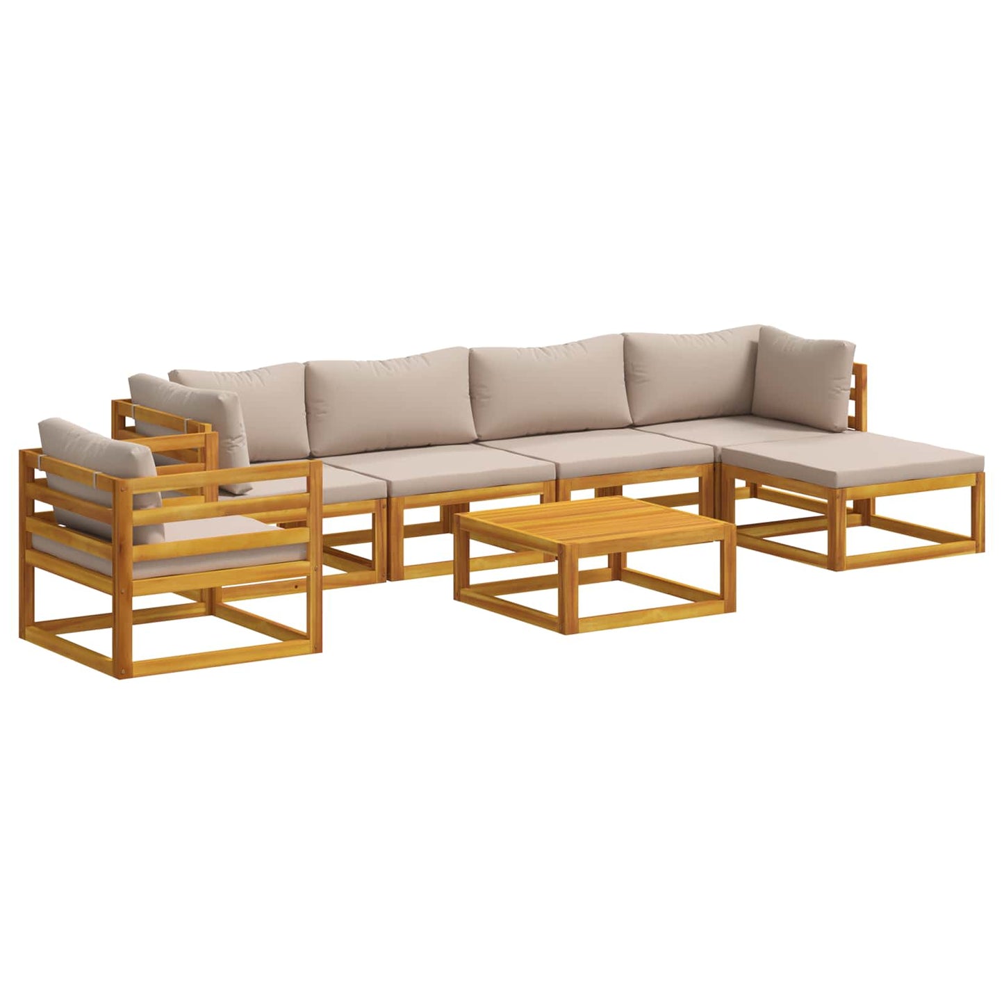 Sofa Set 7 pcs Natural Solid Acacia Wood