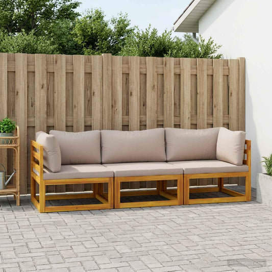 Sofa Set 3 pcs Natural Solid Acacia Wood