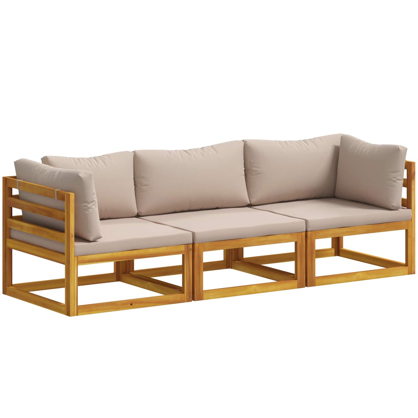 Sofa Set 3 pcs Natural Solid Acacia Wood
