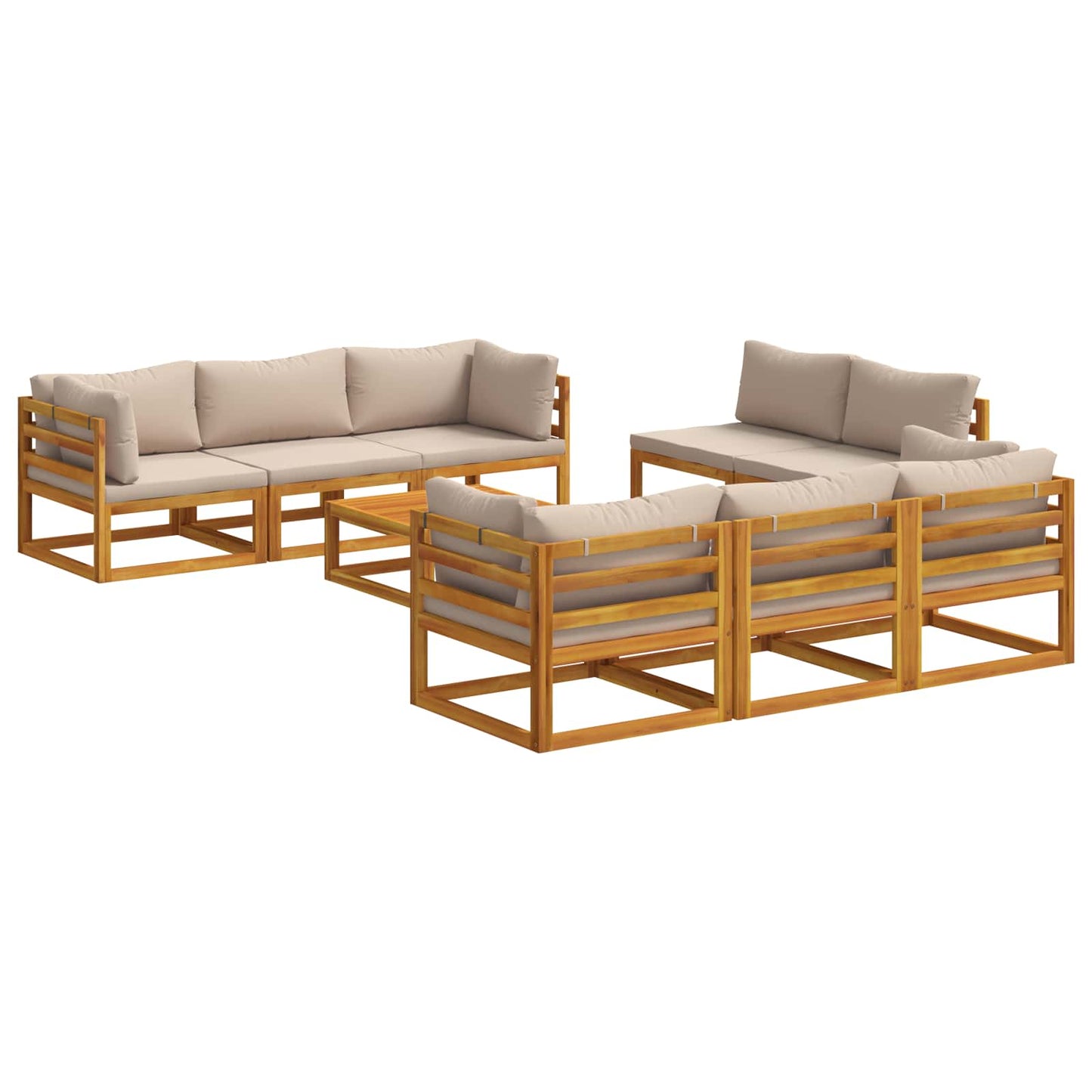 9 Piece Garden Lounge Set Modular Natural Solid Acacia Wood