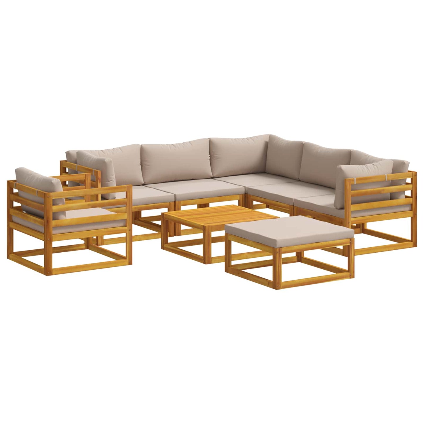 Sofa Set 8 pcs Natural Solid Acacia Wood