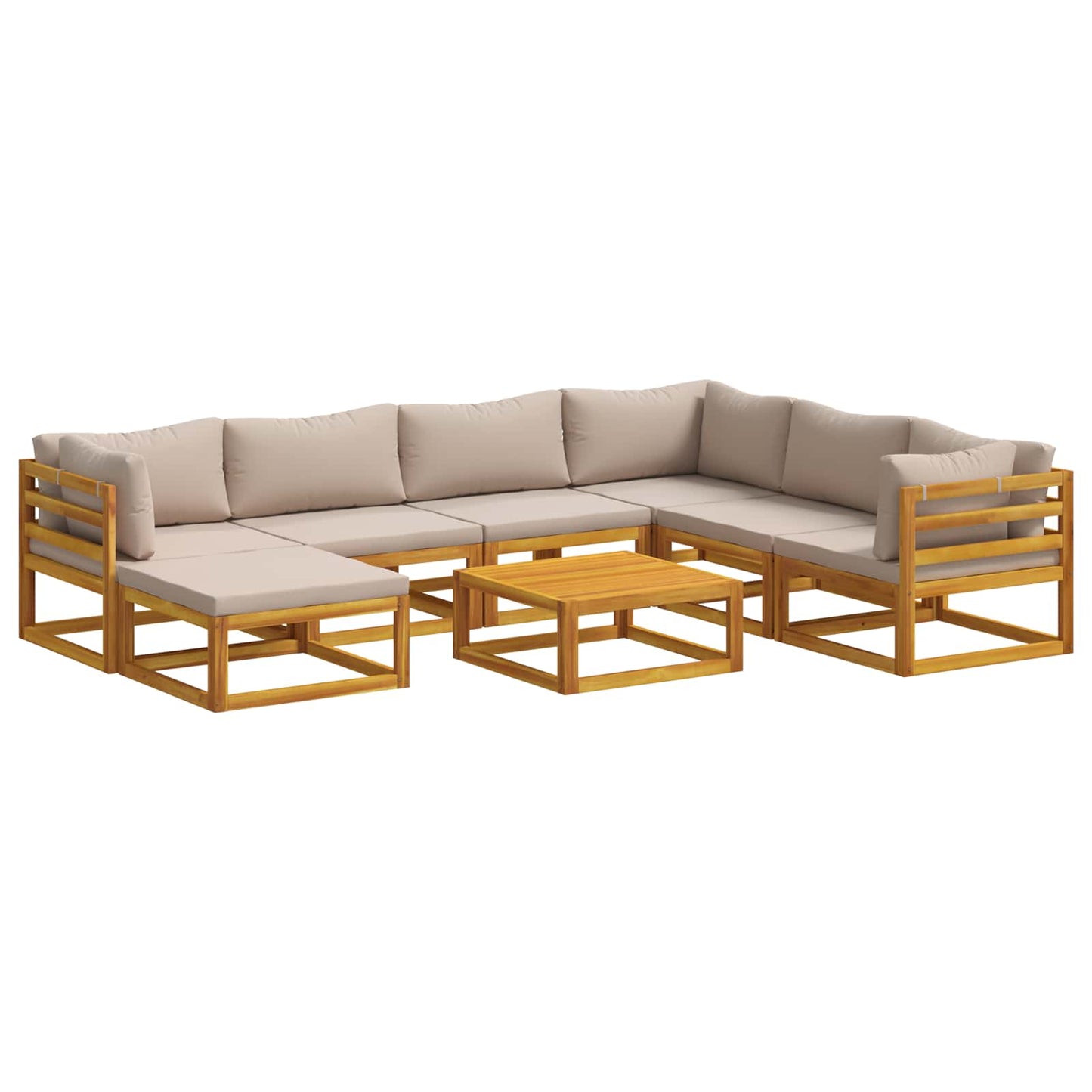 Sofa Set 8 pcs Natural Solid Acacia Wood