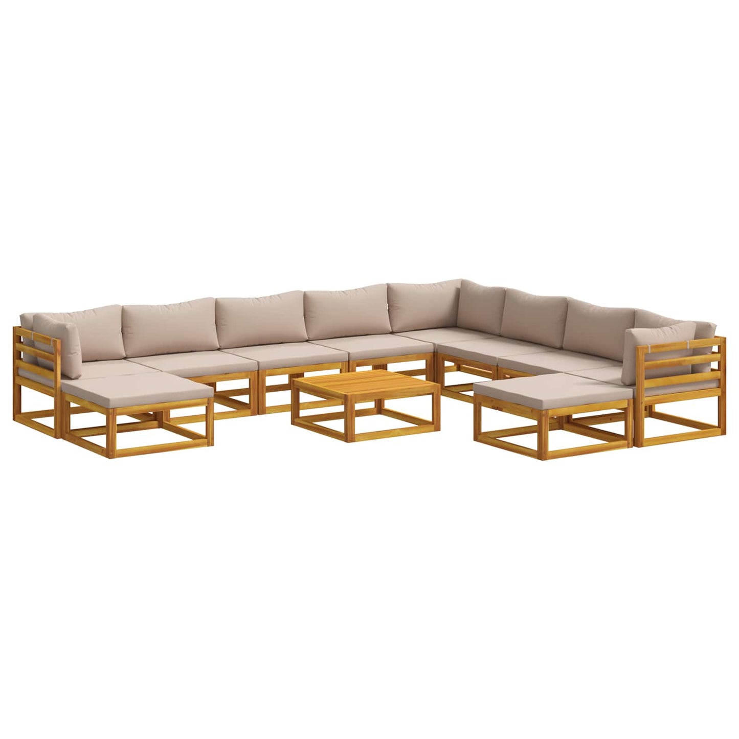 Sofa Set 11 pcs Natural Solid Acacia Wood