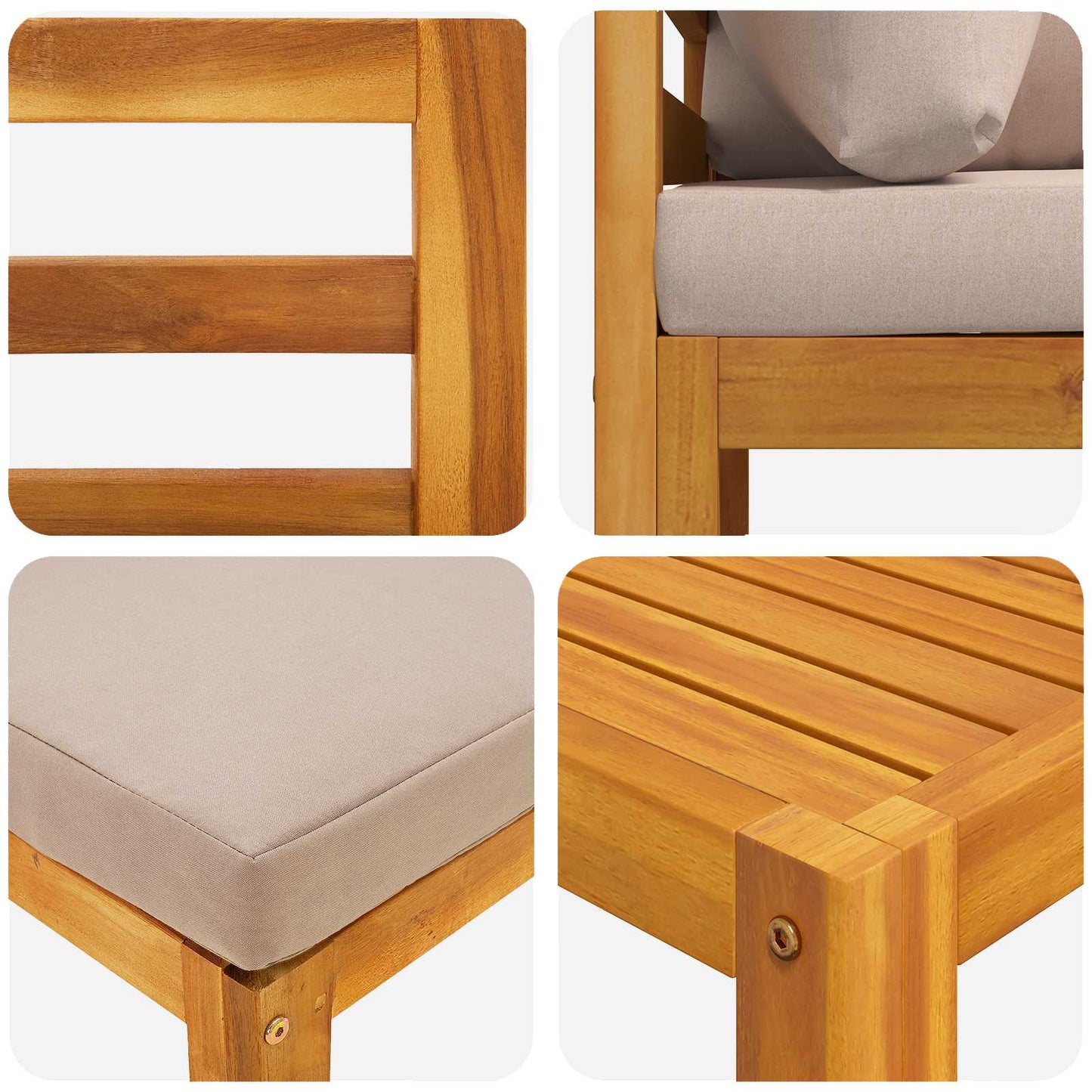 Sofa Set 12 pcs Natural Solid Acacia Wood