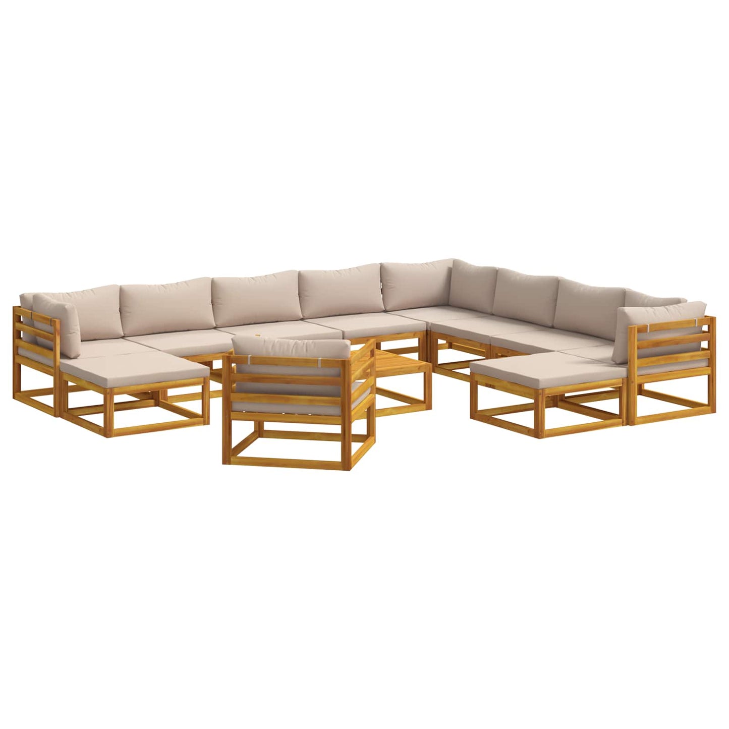 Sofa Set 12 pcs Natural Solid Acacia Wood