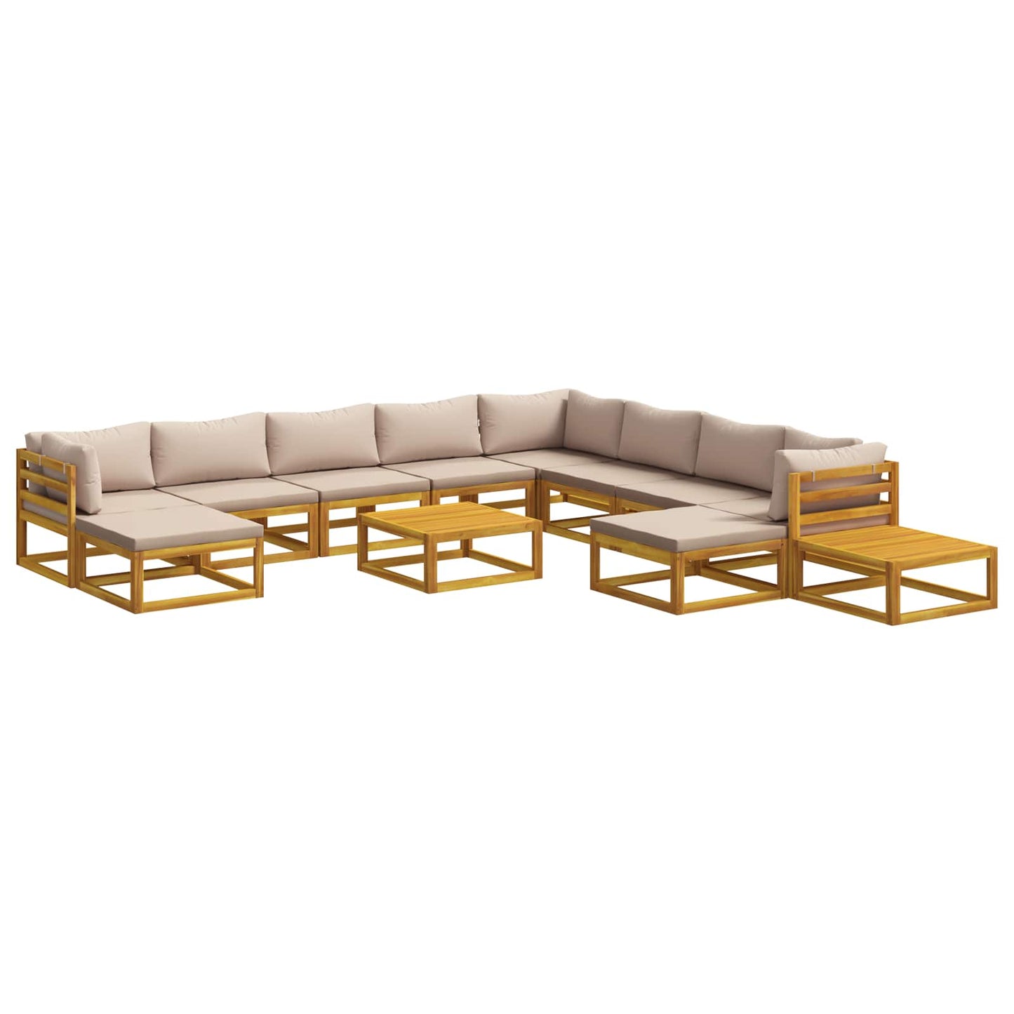 Sofa Set 12 pcs Natural Solid Acacia Wood