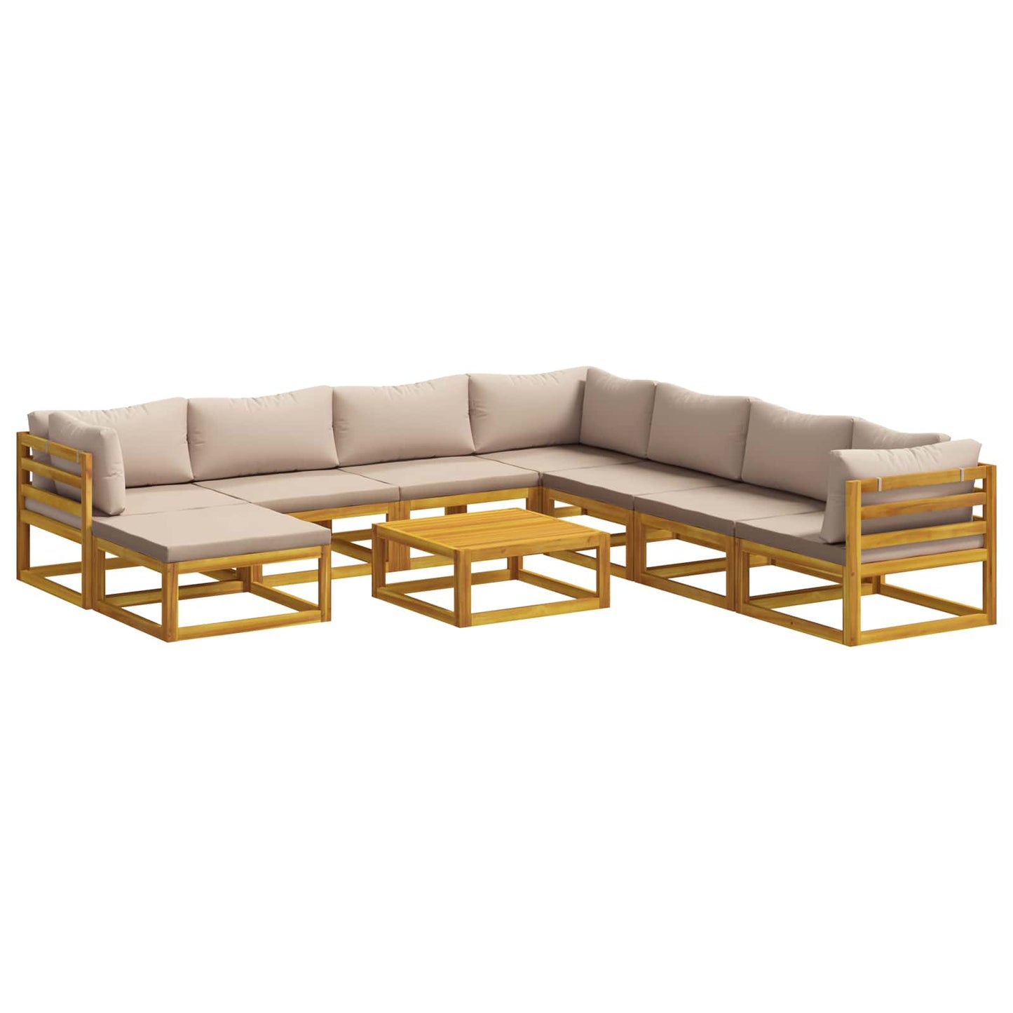 Sofa Set 9 pcs Natural Solid Acacia Wood