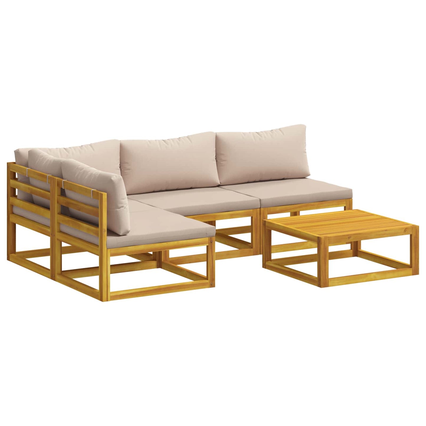 Sofa Set 5 pcs Natural Solid Acacia Wood