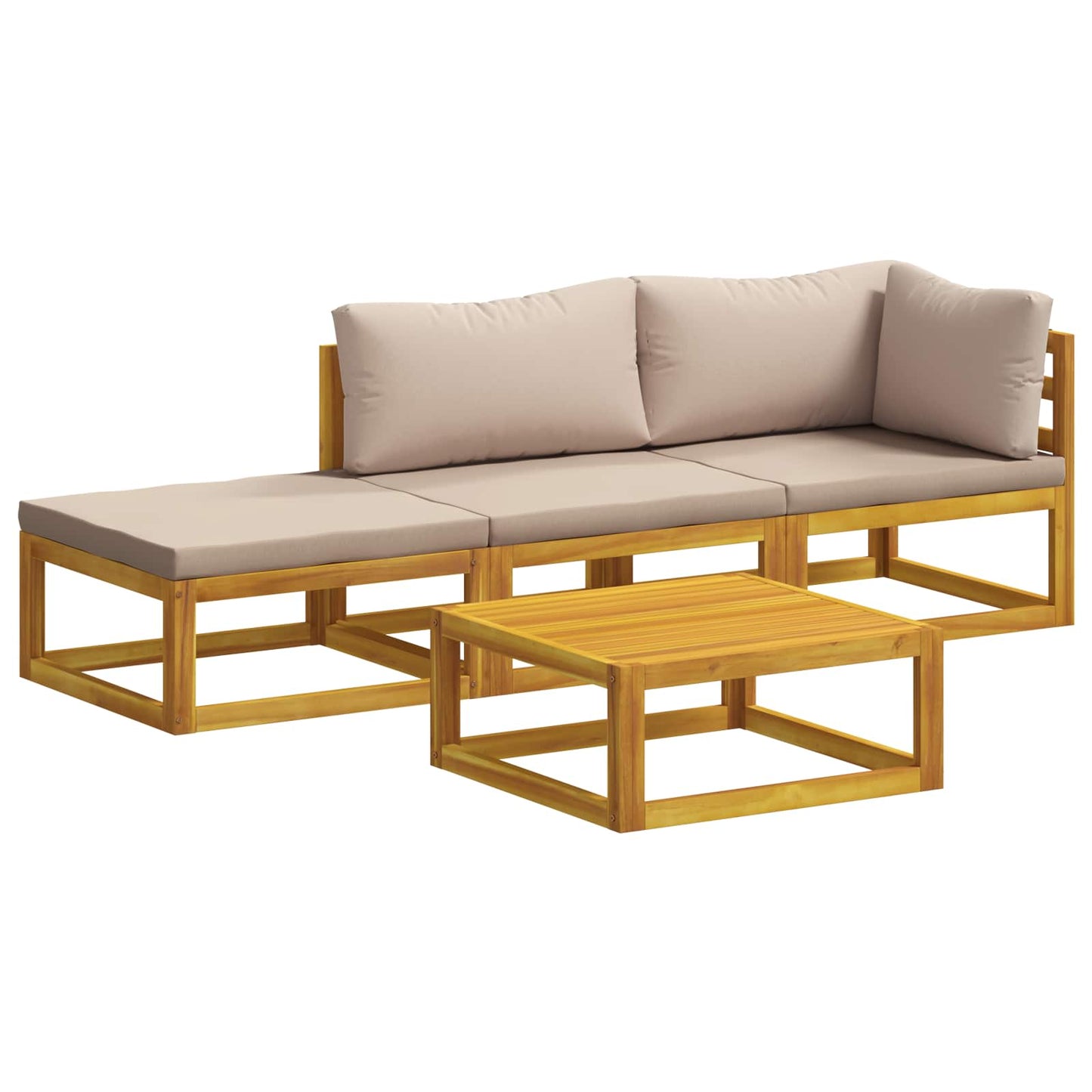 Sofa Set 4 pcs Natural Solid Acacia Wood