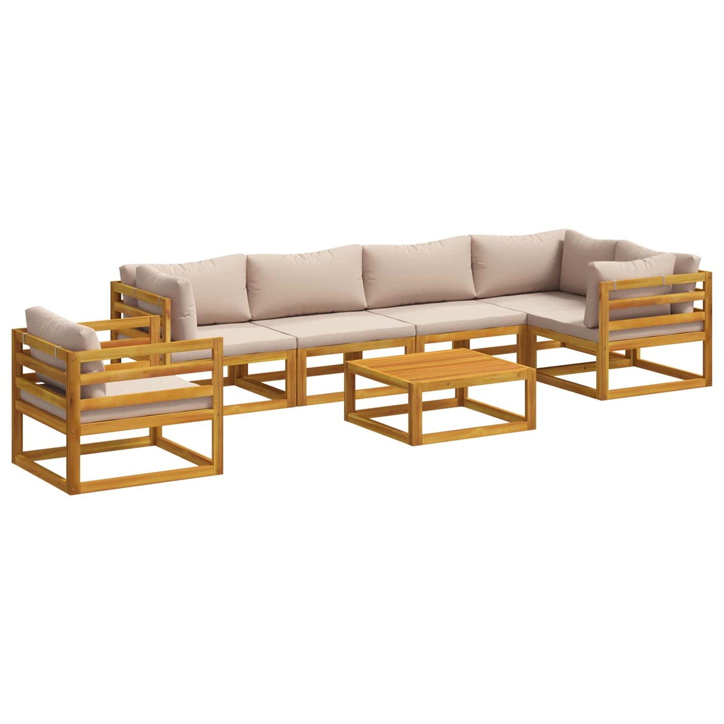 Sofa Set 7 pcs Natural Solid Acacia Wood