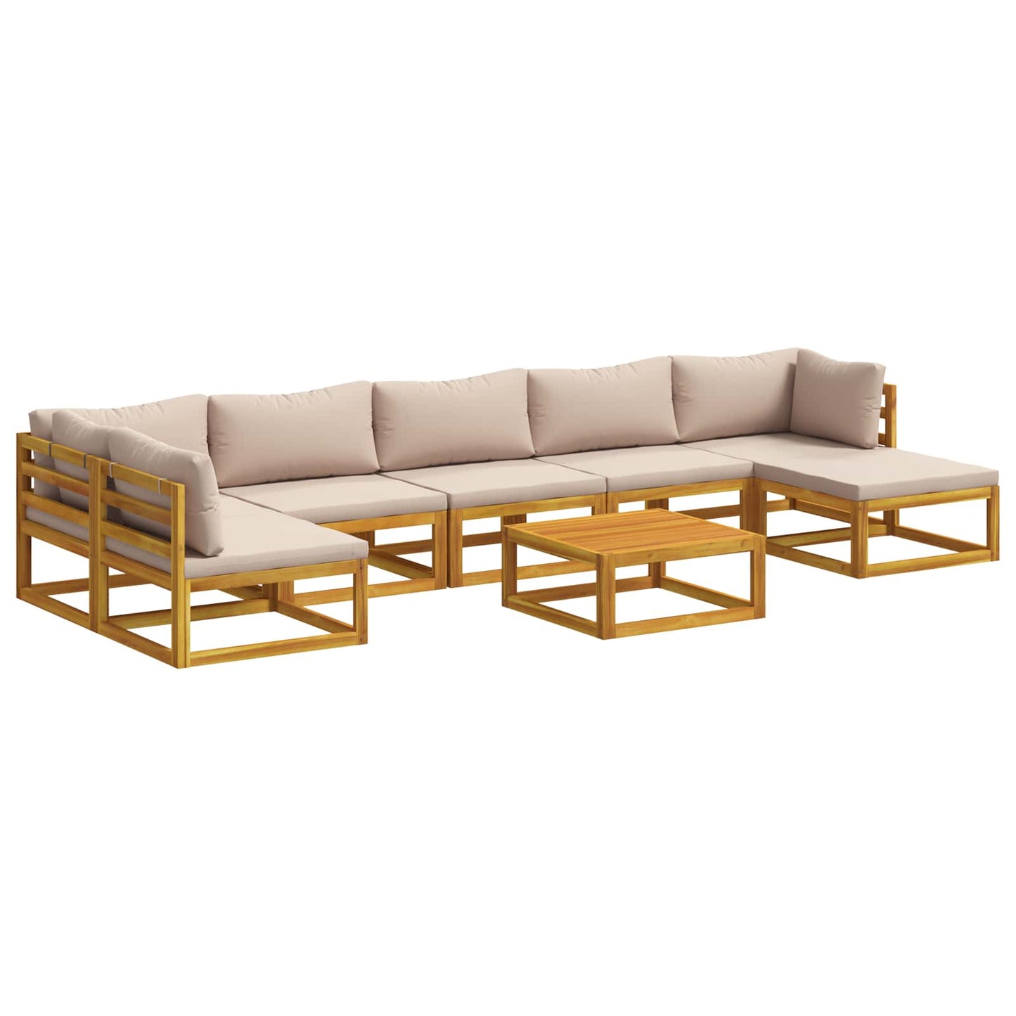 Sofa Set 8 pcs Natural Solid Acacia Wood
