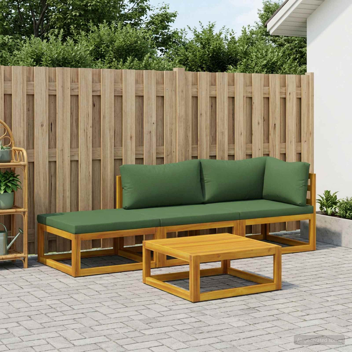 Sofa Set 4 pcs Natural Solid Acacia Wood