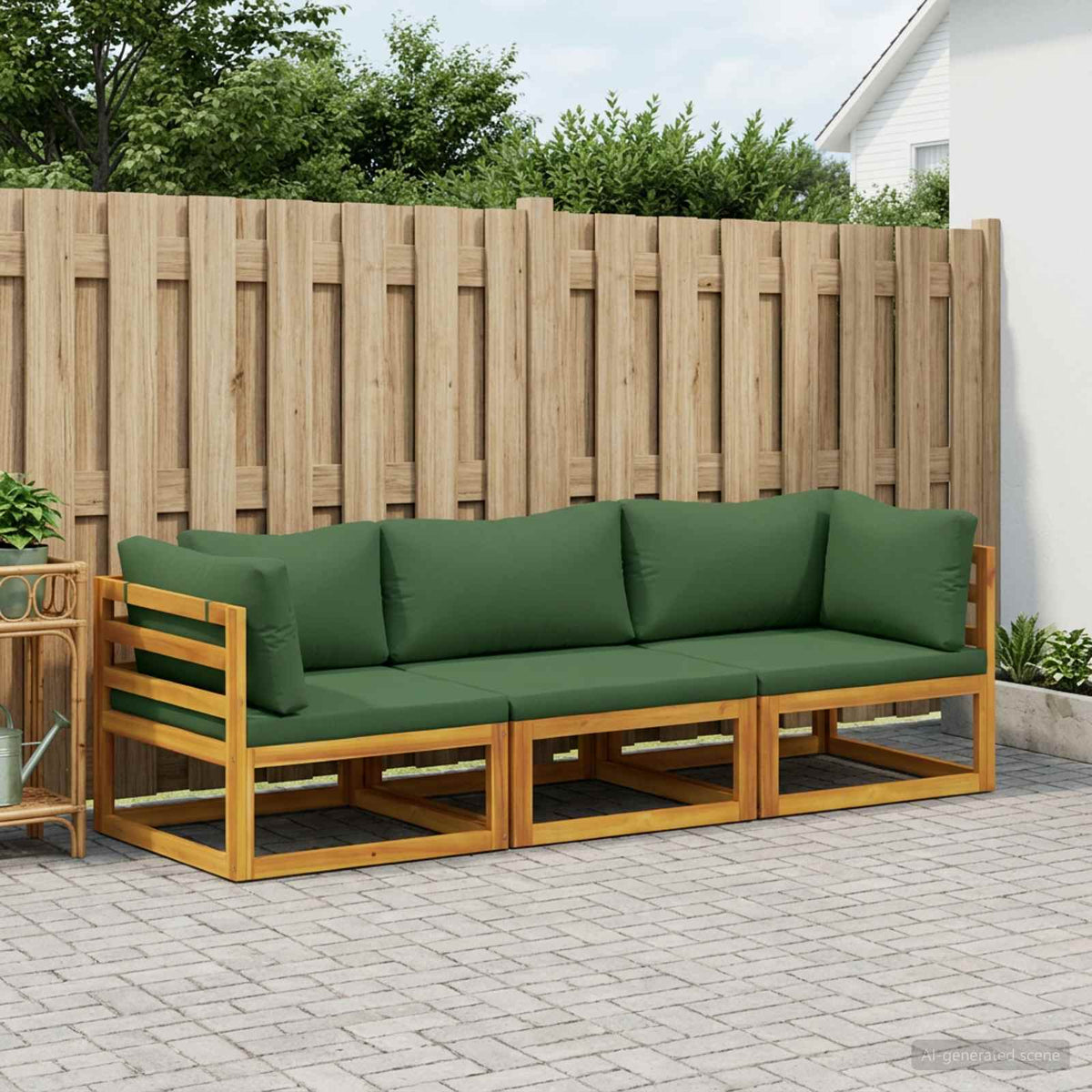 Sofa Set 3 pcs Natural Solid Acacia Wood