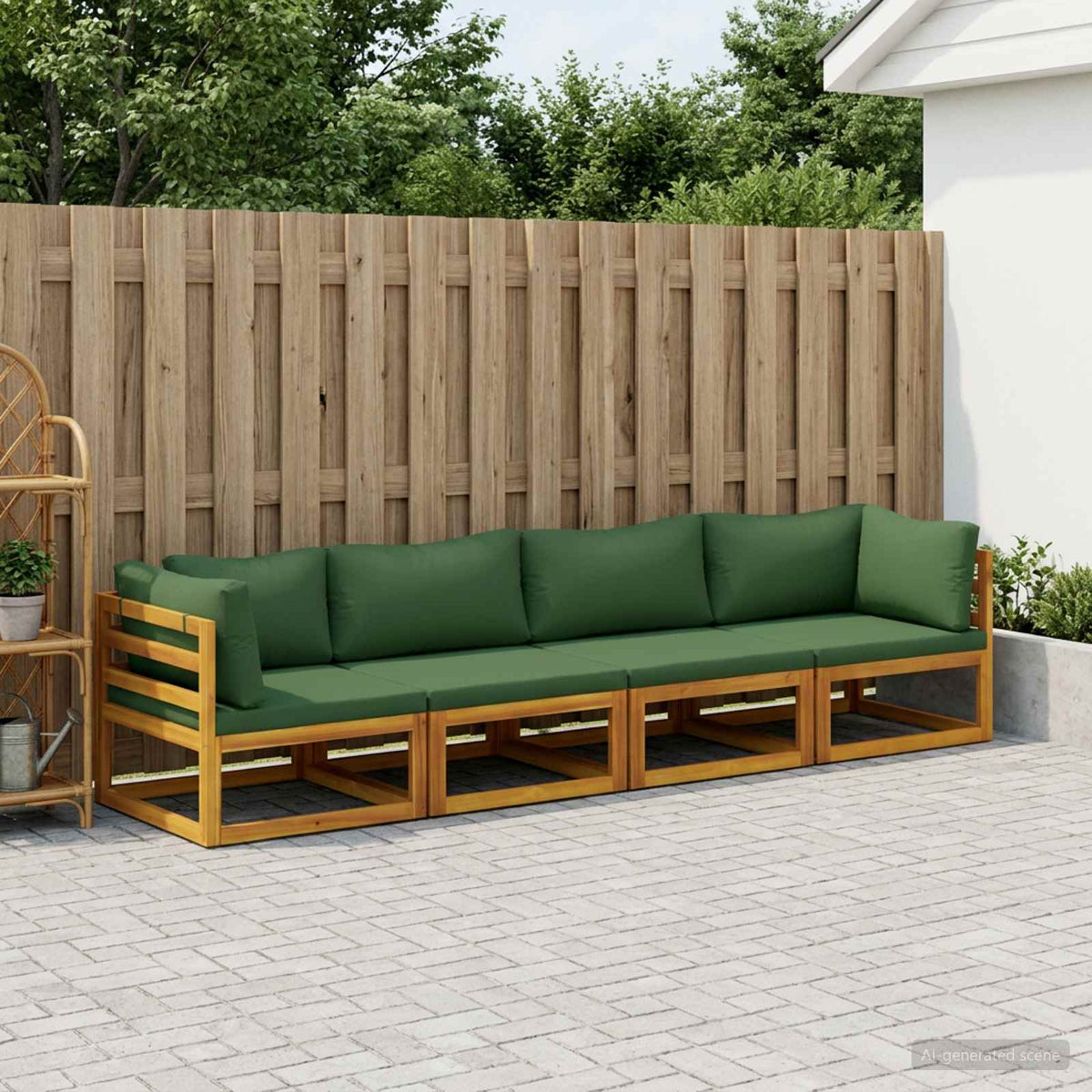 Sofa Set 4 pcs Natural Solid Acacia Wood