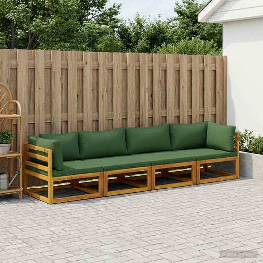 Sofa Set 4 pcs Natural Solid Acacia Wood