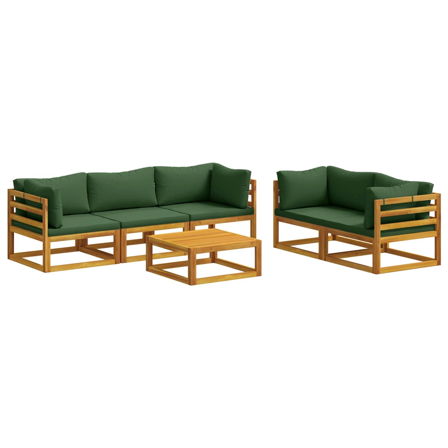 Sofa Set 6 pcs Natural Solid Acacia Wood