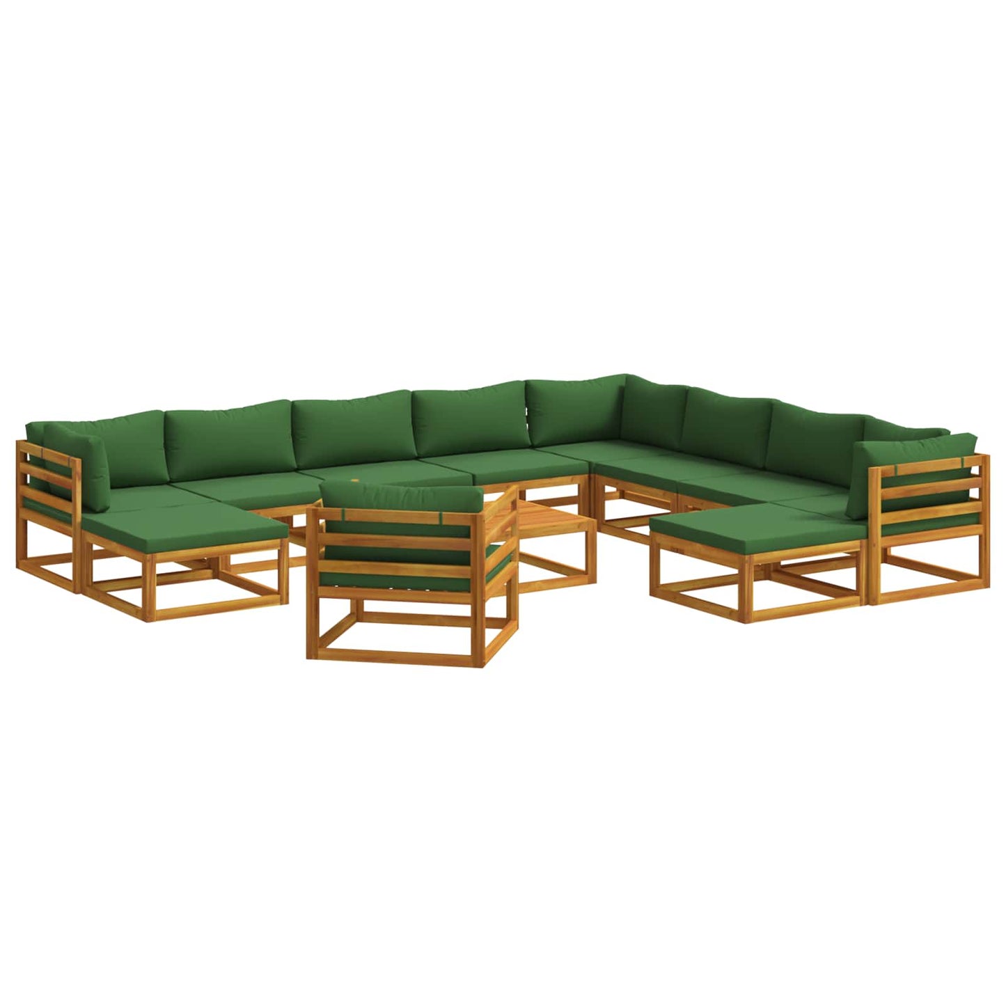 Sofa Set 12 pcs Natural Solid Acacia Wood