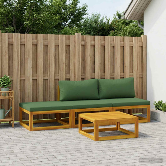 Sofa Set 4 pcs Natural Solid Acacia Wood