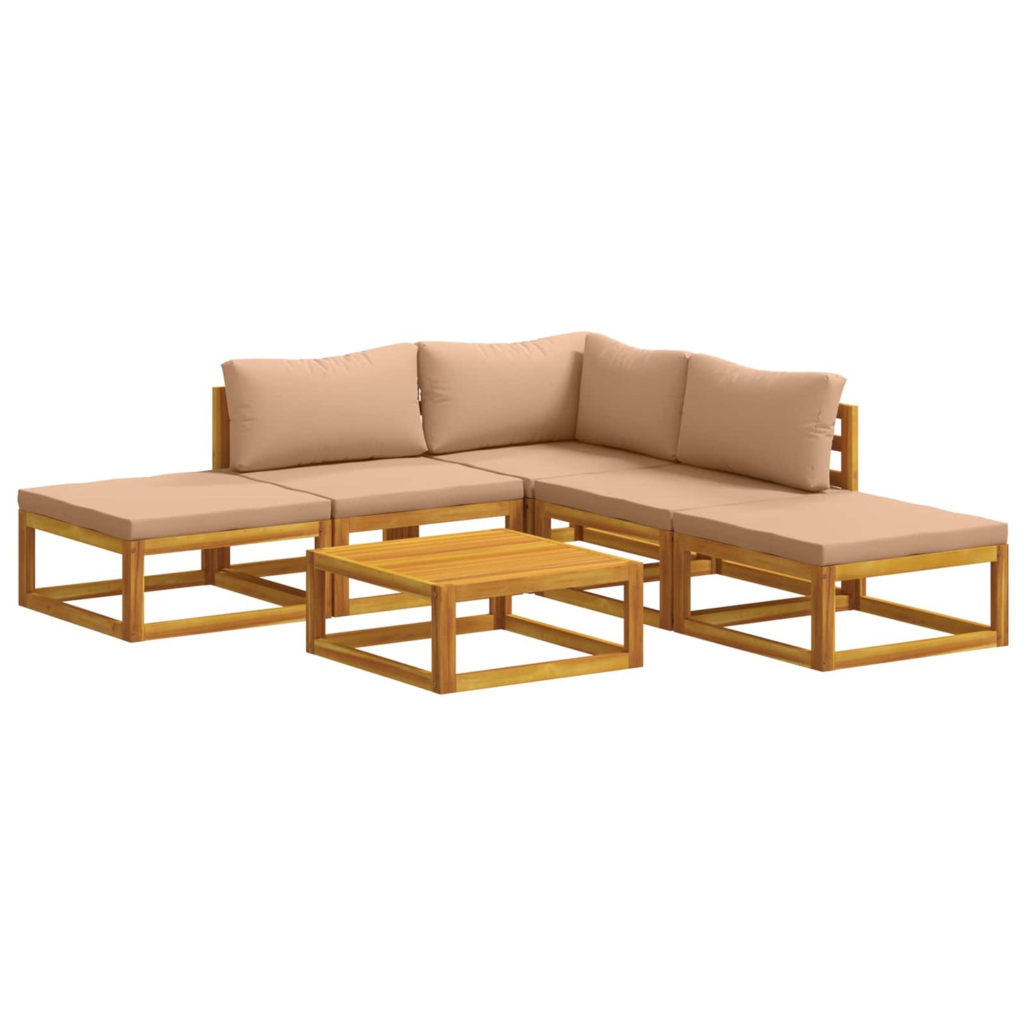 Sofa Set 6 pcs Natural Solid Acacia Wood